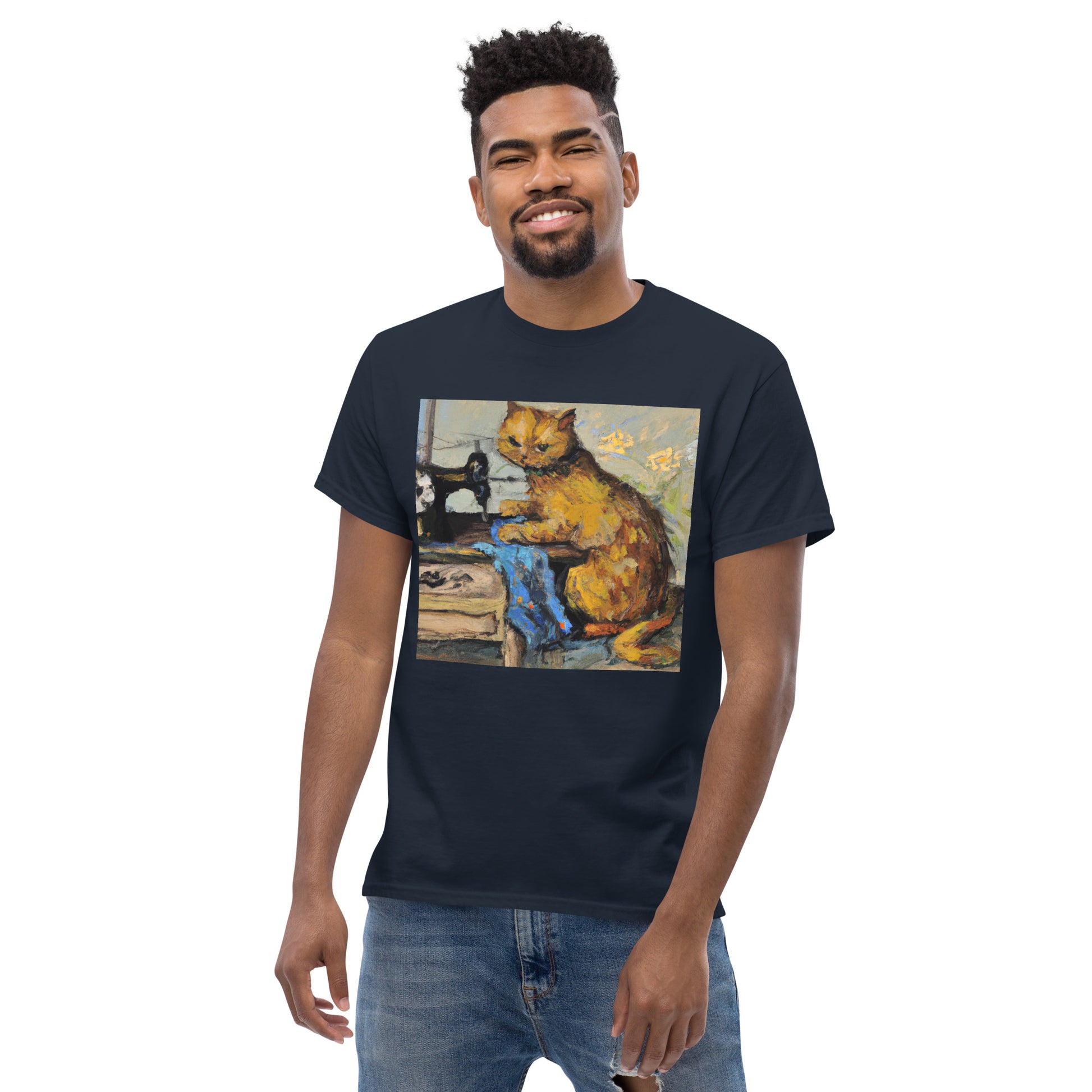 Men's T-shirt with "Sewing Cat" design – The Perfect Gift for People who Love to Sew