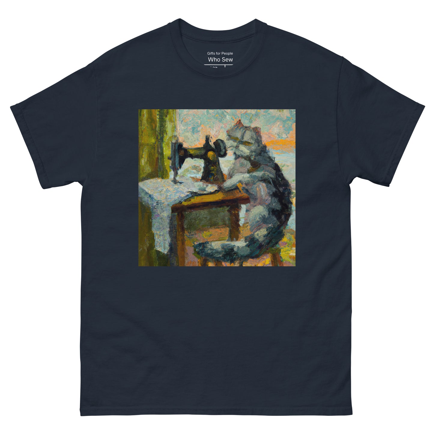 Men's T-shirt with "Sewing Cat" design – The Perfect Gift for People who Love to Sew