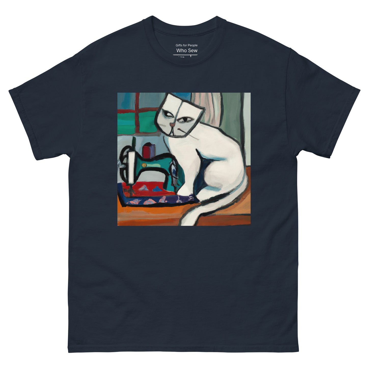 Men's T-shirt with "Sewing Cat" design – The Perfect Gift for People who Love to Sew