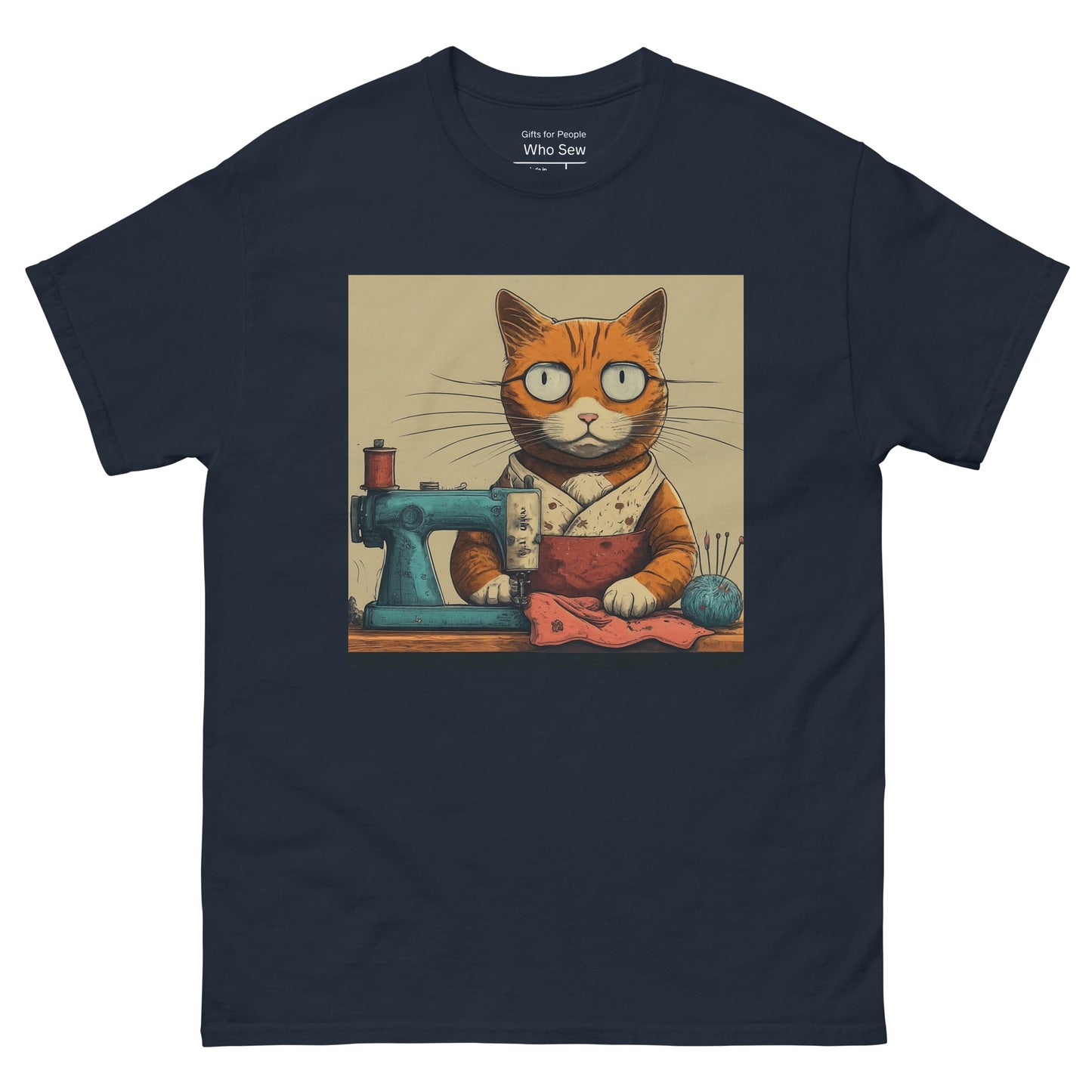 Men's T-shirt with "Sewing Cat" design – The Perfect Gift for People who Love to Sew