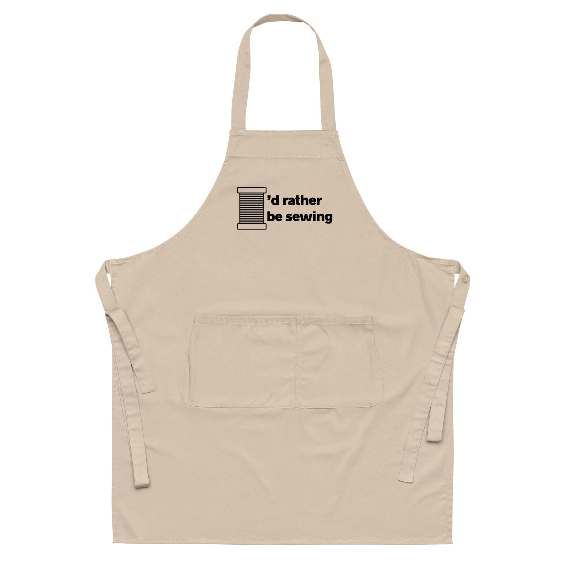 Rope Graphic Apron with "I'd rather be sewing" design, the perfect gift for people who sew