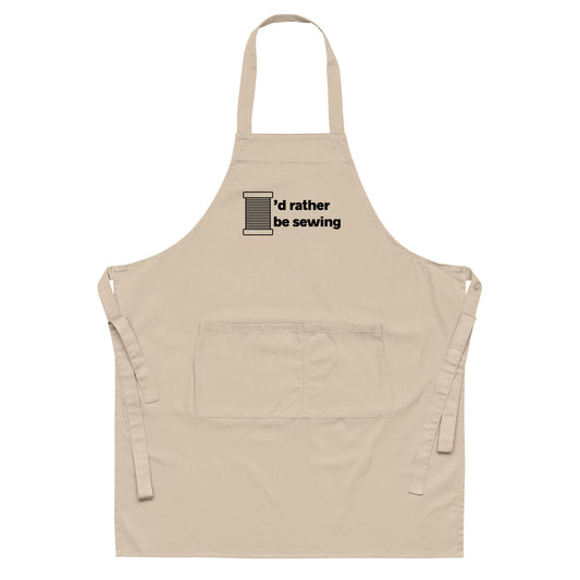 Rope Graphic Apron with "I'd rather be sewing" design, the perfect gift for people who sew