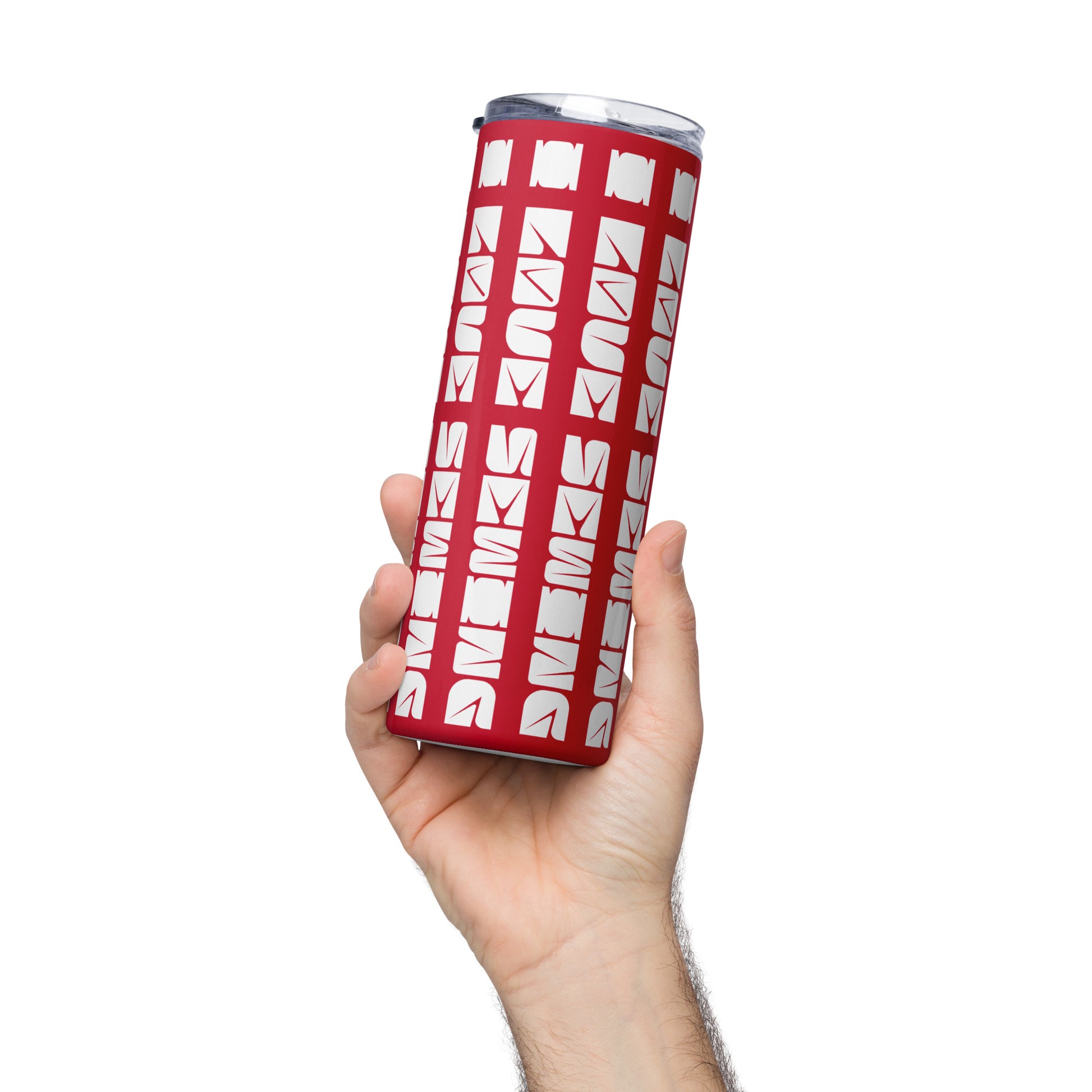 Red Tumbler  with "I love sewing" design, the perfect gift for people who sew