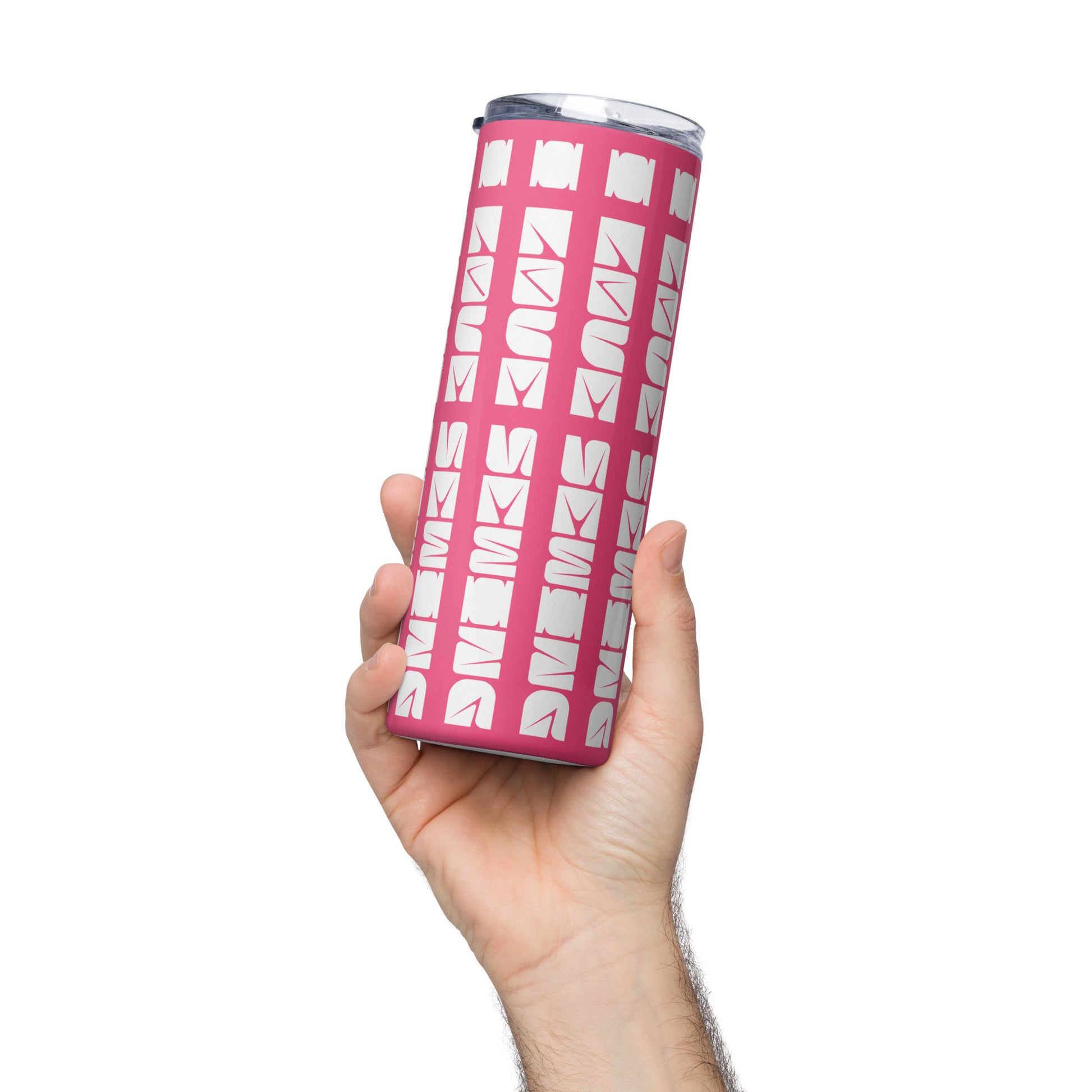 Pink Tumbler  with "I love sewing" design, the perfect gift for people who sew