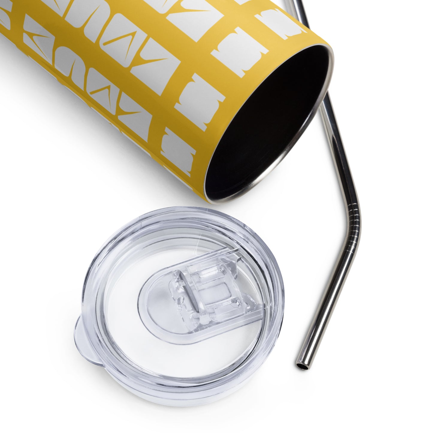 Yellow Tumbler  with "I love sewing" design, the perfect gift for people who sew