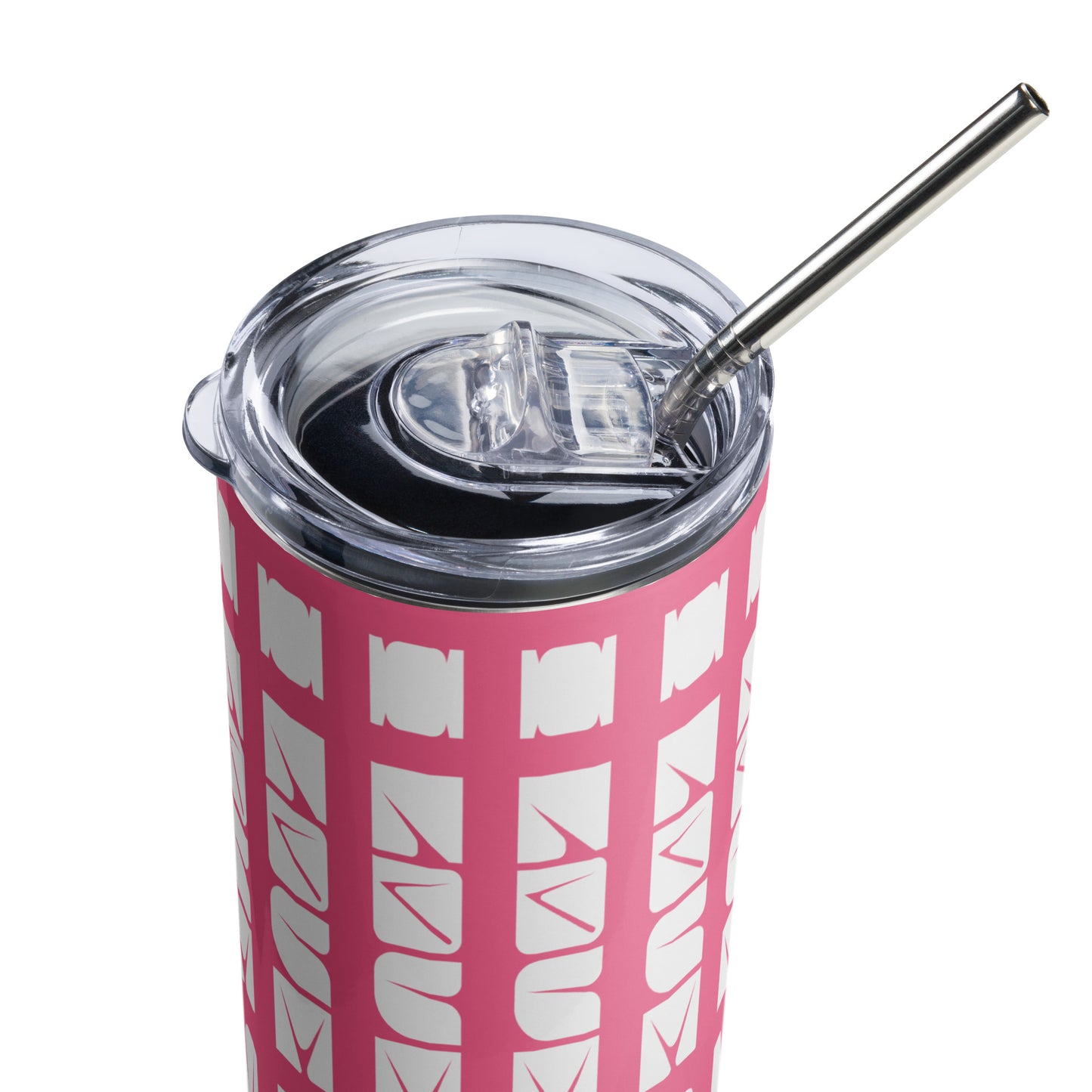 Pink Tumbler  with "I love sewing" design, the perfect gift for people who sew