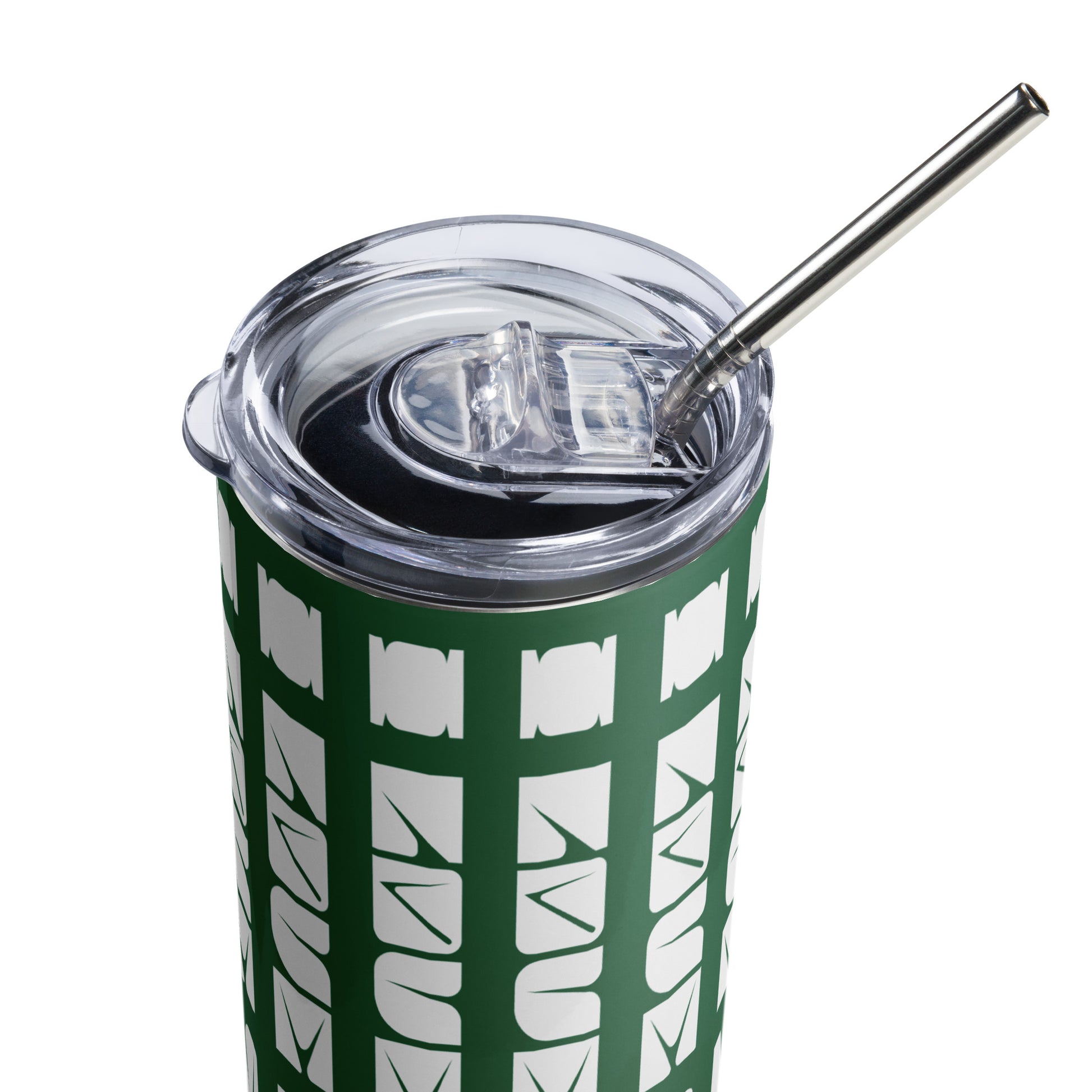 Green Tumbler  with "I love sewing" design, the perfect gift for people who sew