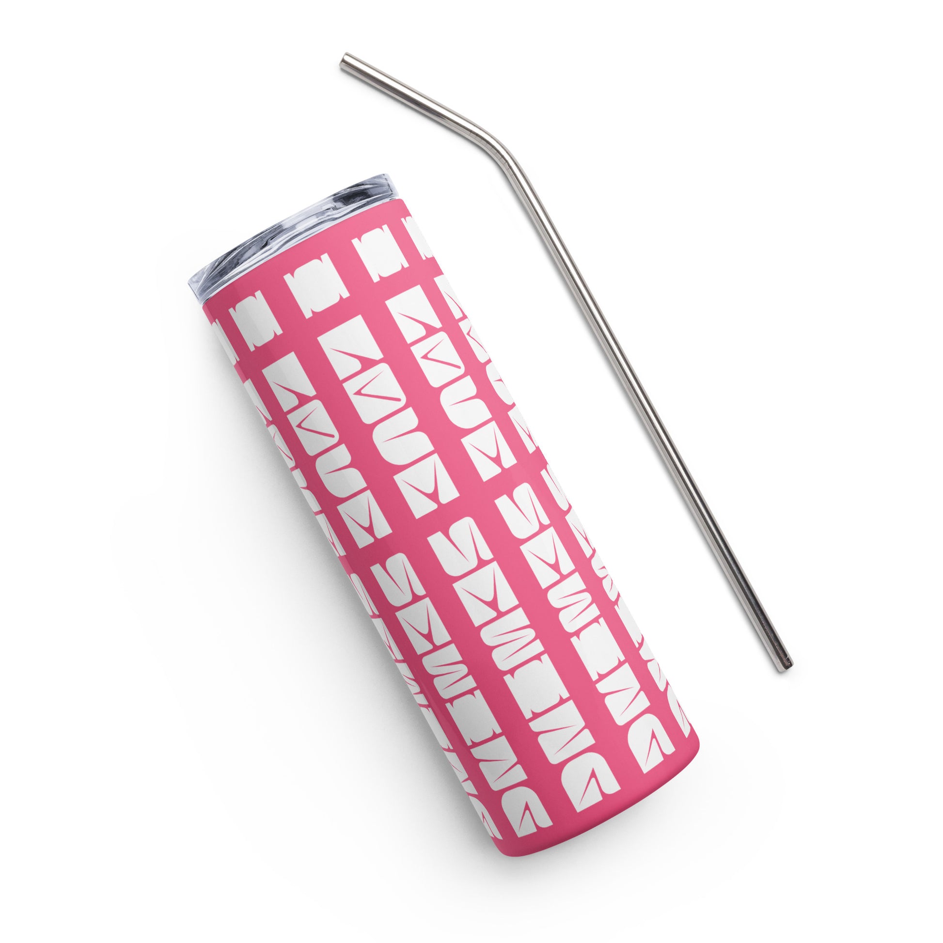 Pink Tumbler  with "I love sewing" design, the perfect gift for people who sew