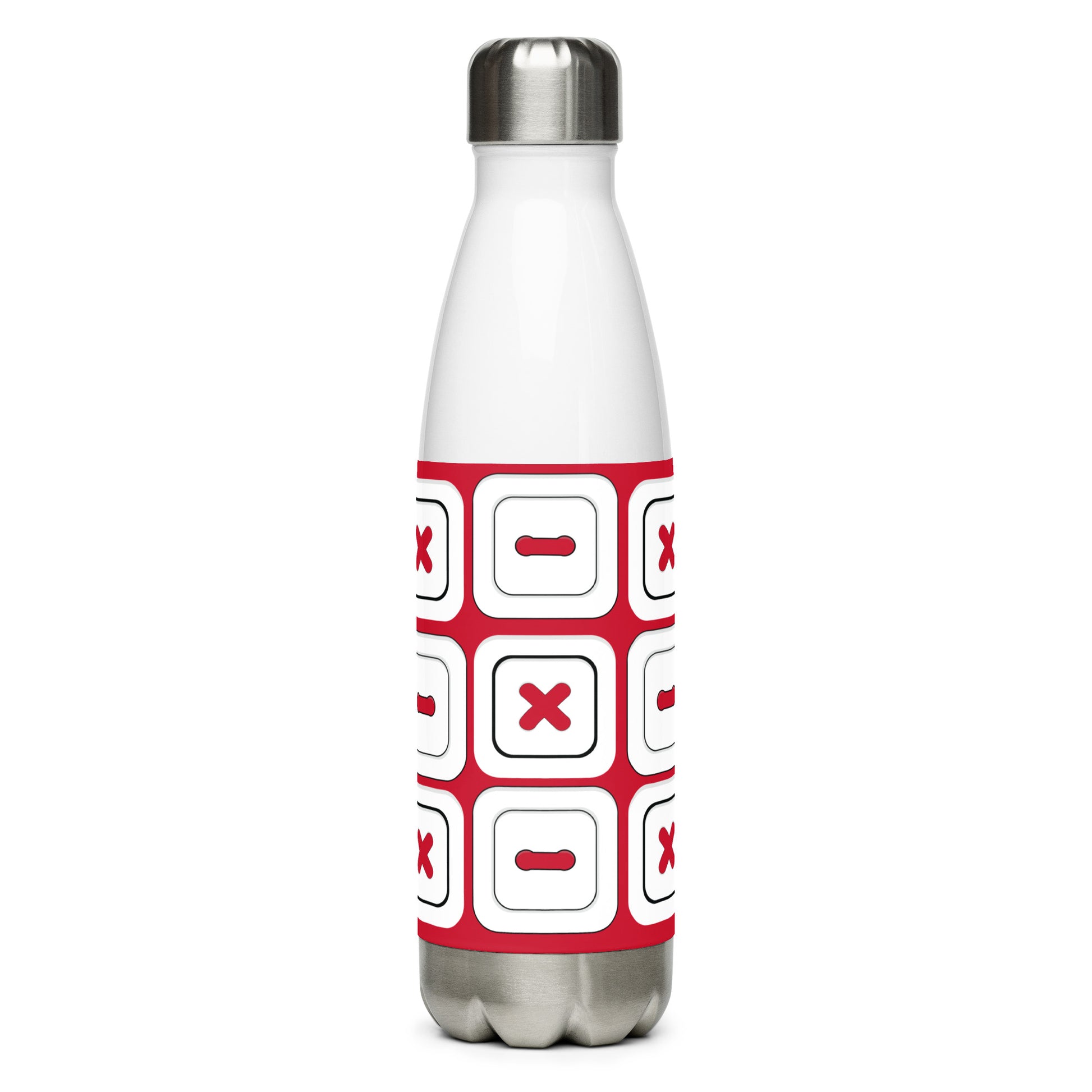 Stainless Steel Water Bottle with "Square Buttons" design -  the perfect gift for people who love to sew