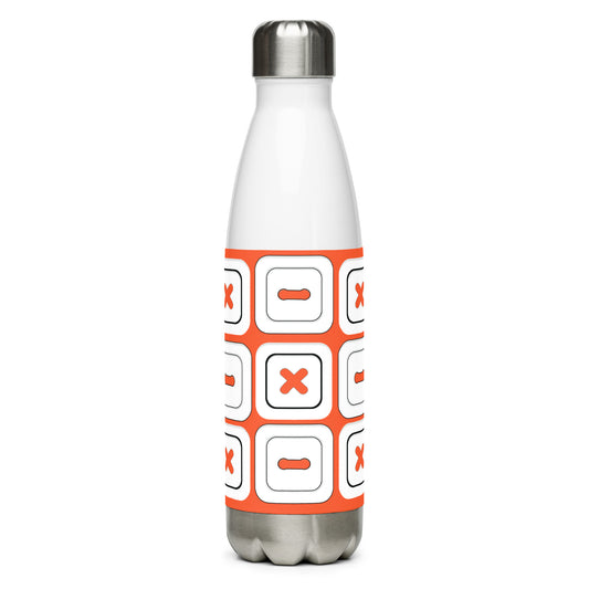 Outrageous Orange Stainless Steel Water Bottle with "Square Buttons" design -  the perfect gift for people who love to sew