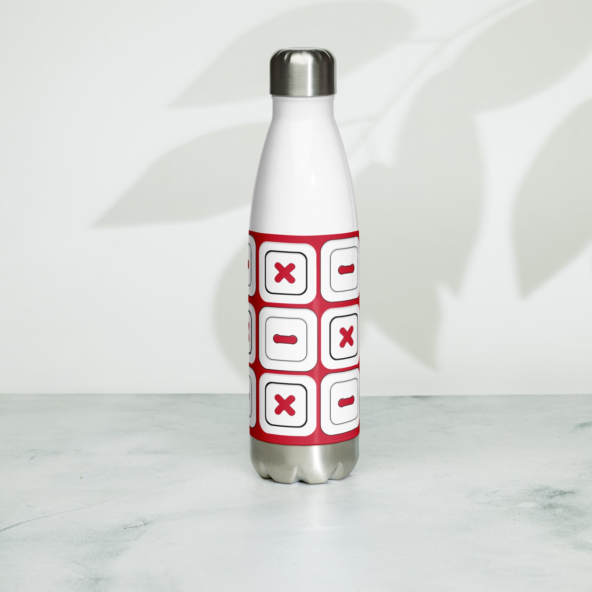 Stainless Steel Water Bottle with "Square Buttons" design -  the perfect gift for people who love to sew