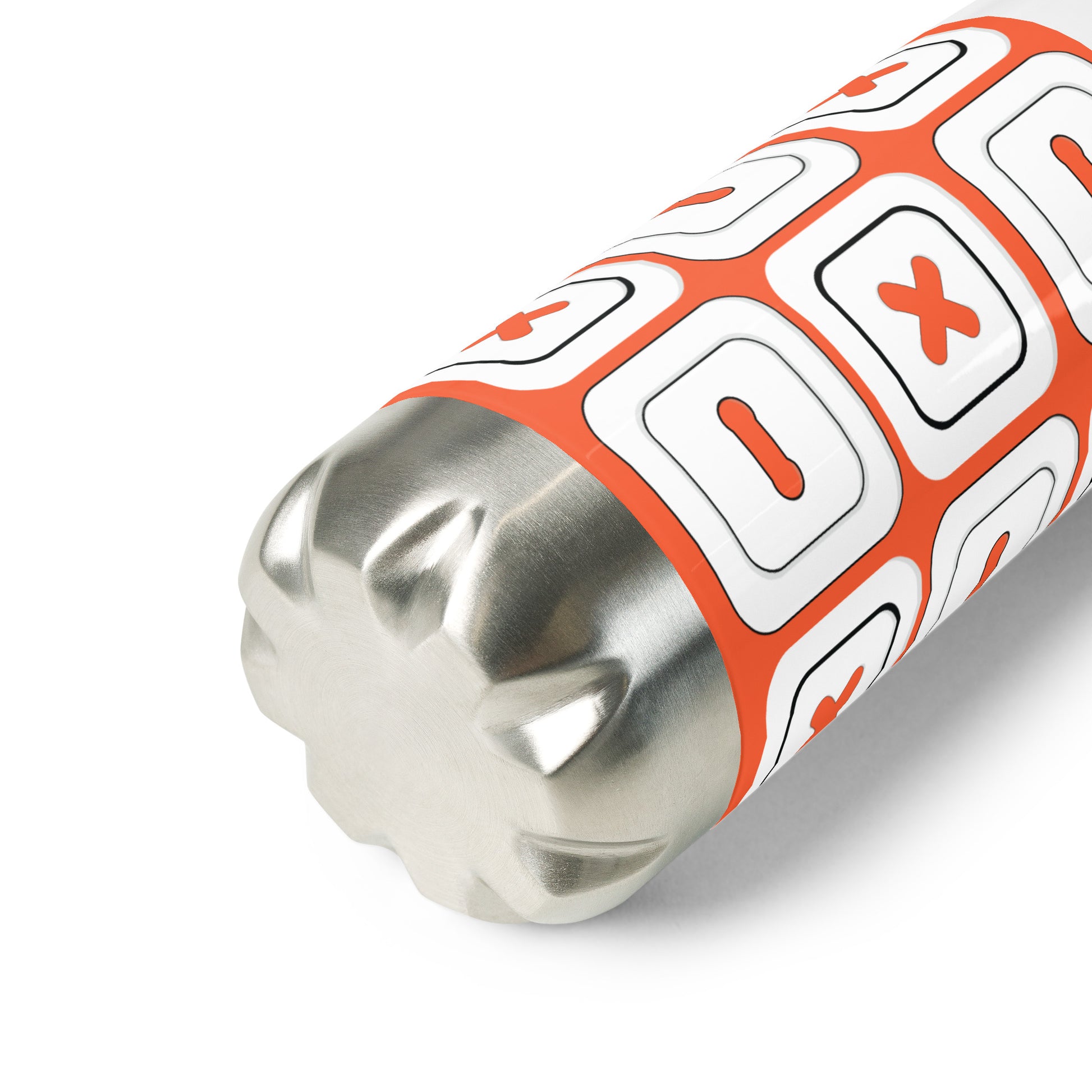 Outrageous Orange Stainless Steel Water Bottle with "Square Buttons" design -  the perfect gift for people who love to sew