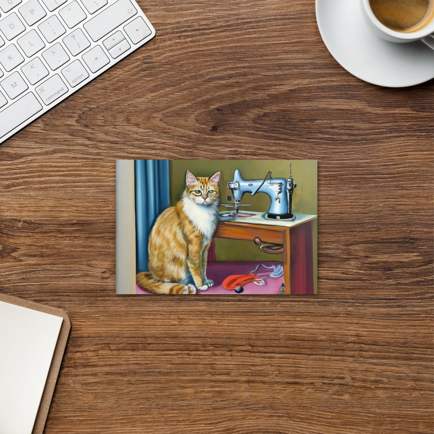 Post Card with "Sewing Cat" design - The Perfect addition to a gift or a thoughtful written note to a friend.