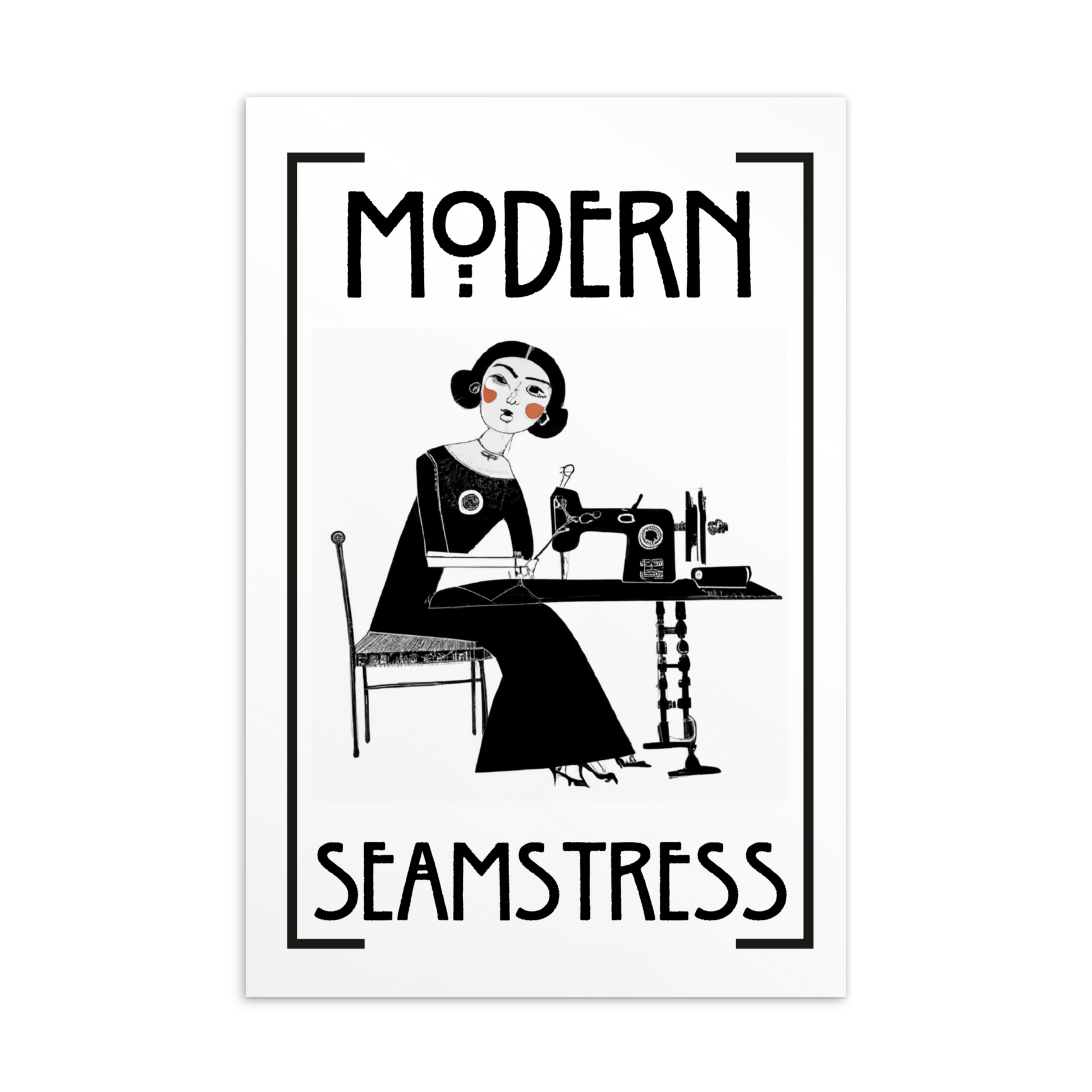 White Post card with "Modern Seamstress" design - Perfect gift for people who love to sew