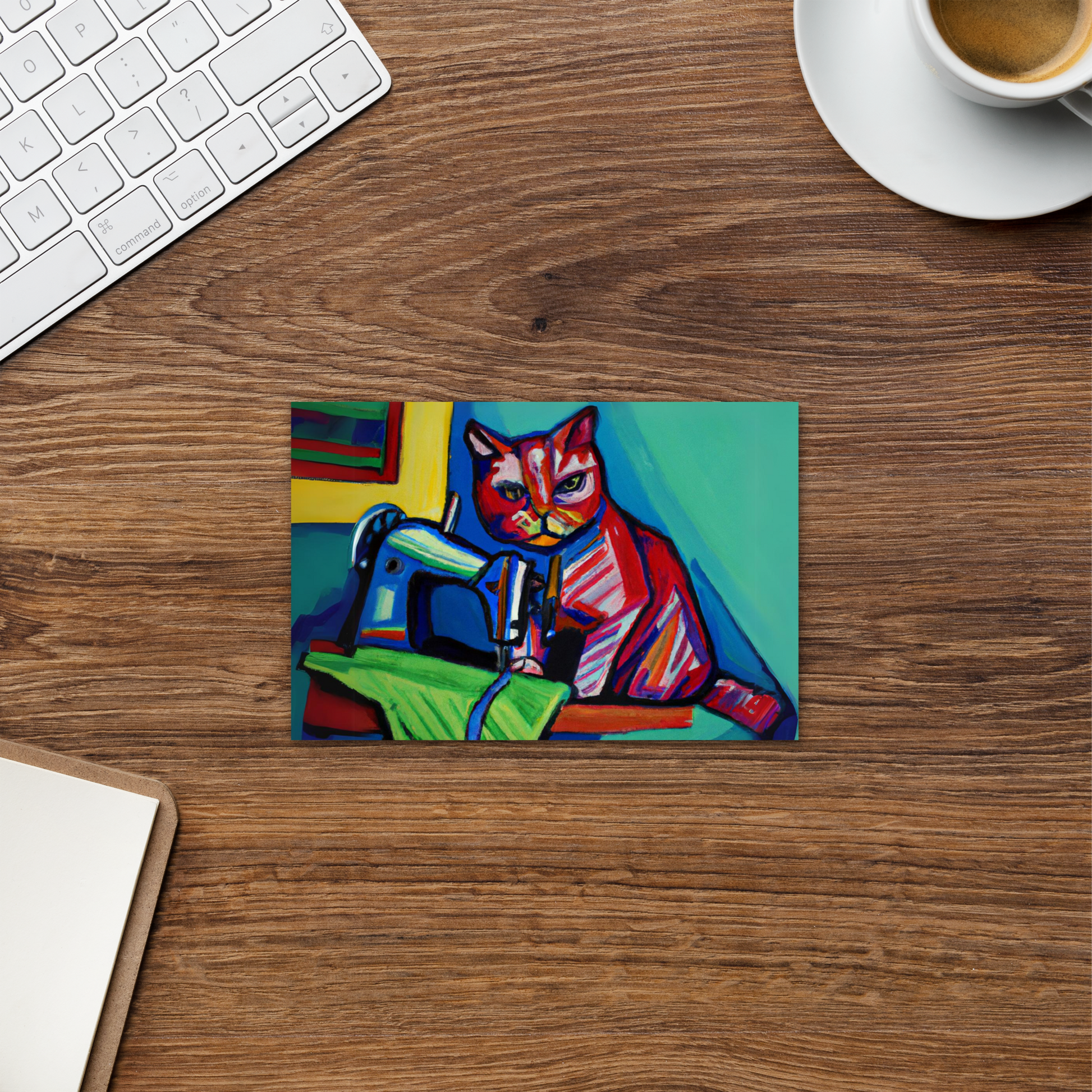 Post Card with "Sewing Cat" design - The Perfect addition to a gift or a thoughtful written note to a friend.