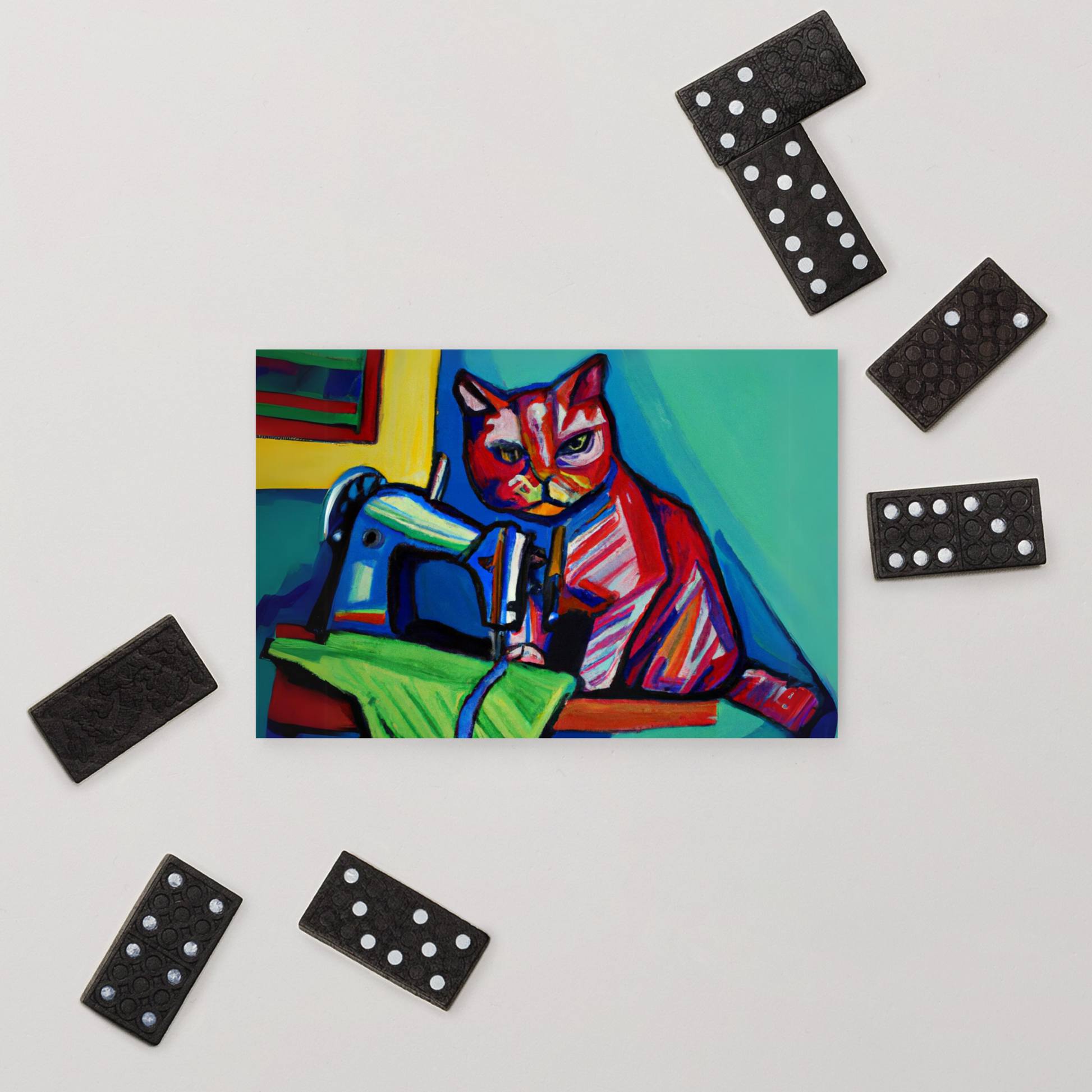 Post Card with "Sewing Cat" design - The Perfect addition to a gift or a thoughtful written note to a friend.