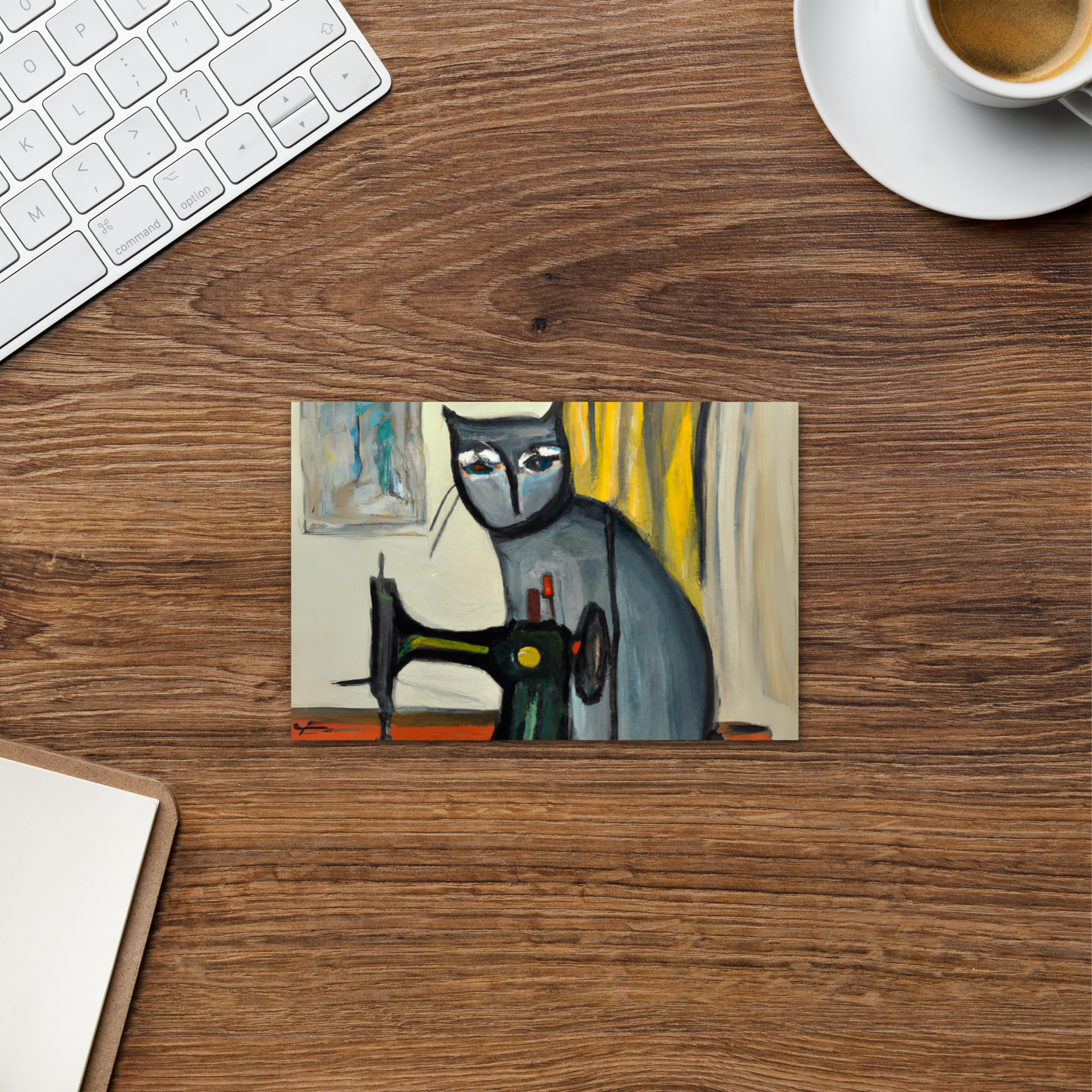 Post Card with "Sewing Cat" design - The Perfect addition to a gift or a thoughtful written note to a friend.