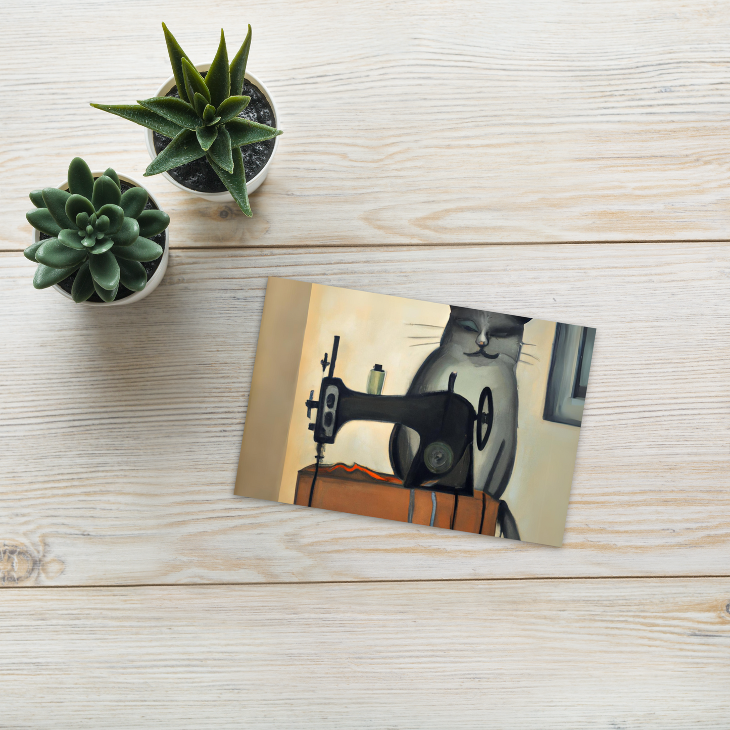 Post Card with "Sewing Cat" design - The Perfect addition to a gift or a thoughtful written note to a friend.