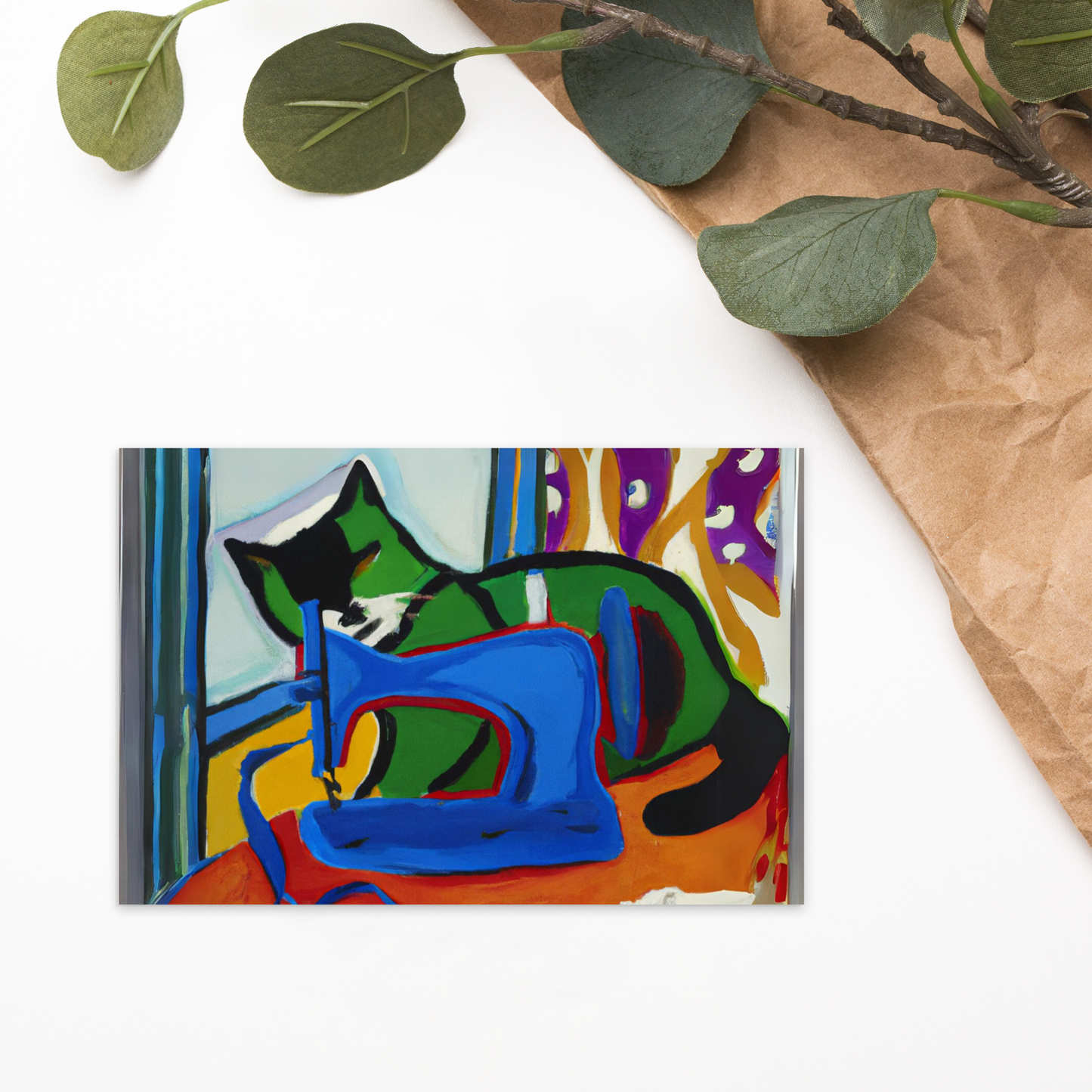 Post Card with "Sewing Cat" design - The Perfect addition to a gift or a thoughtful written note to a friend.