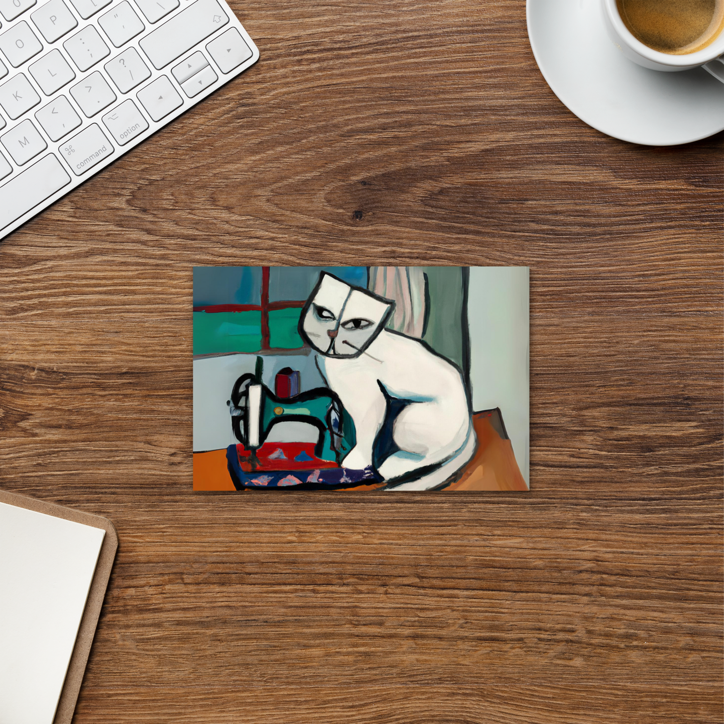 Post Card with "Sewing Cat" design - The Perfect addition to a gift or a thoughtful written note to a friend.