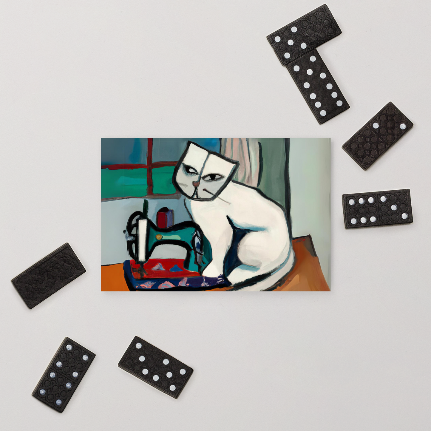 Post Card with "Sewing Cat" design - The Perfect addition to a gift or a thoughtful written note to a friend.