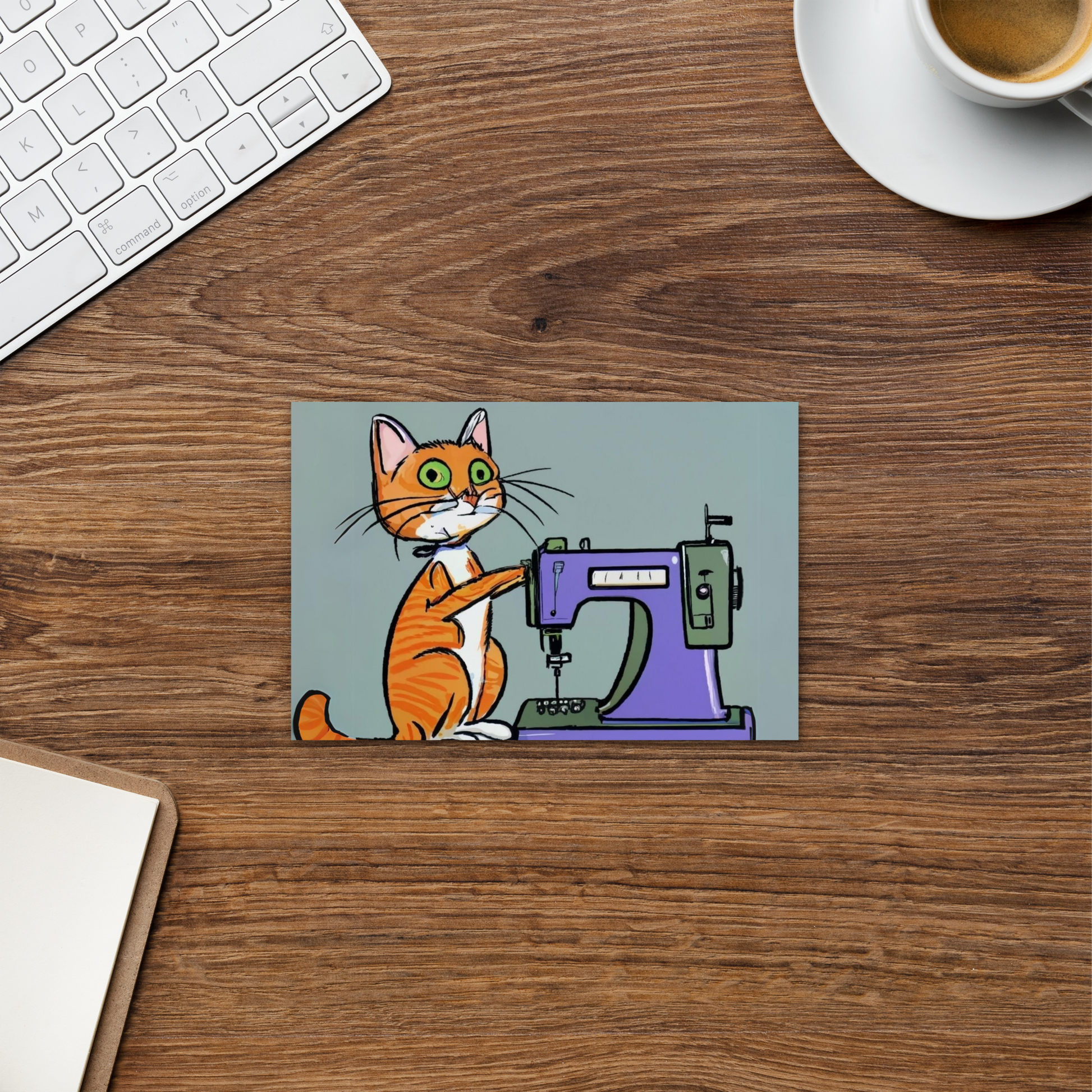 Post Card with "Sewing Cat" design - The Perfect addition to a gift or a thoughtful written note to a friend.