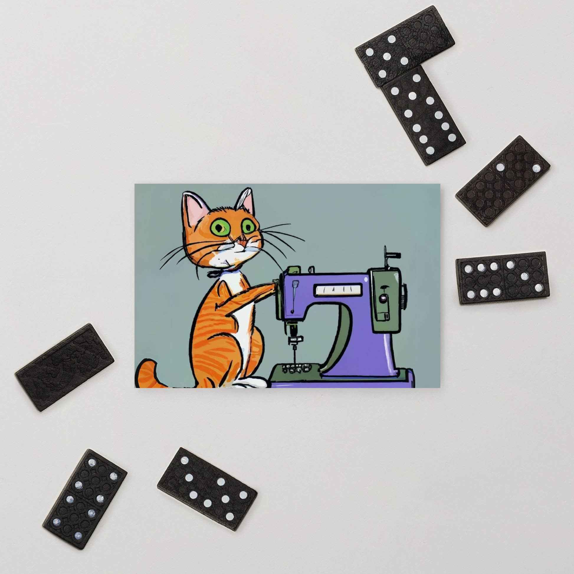 Post Card with "Sewing Cat" design - The Perfect addition to a gift or a thoughtful written note to a friend.