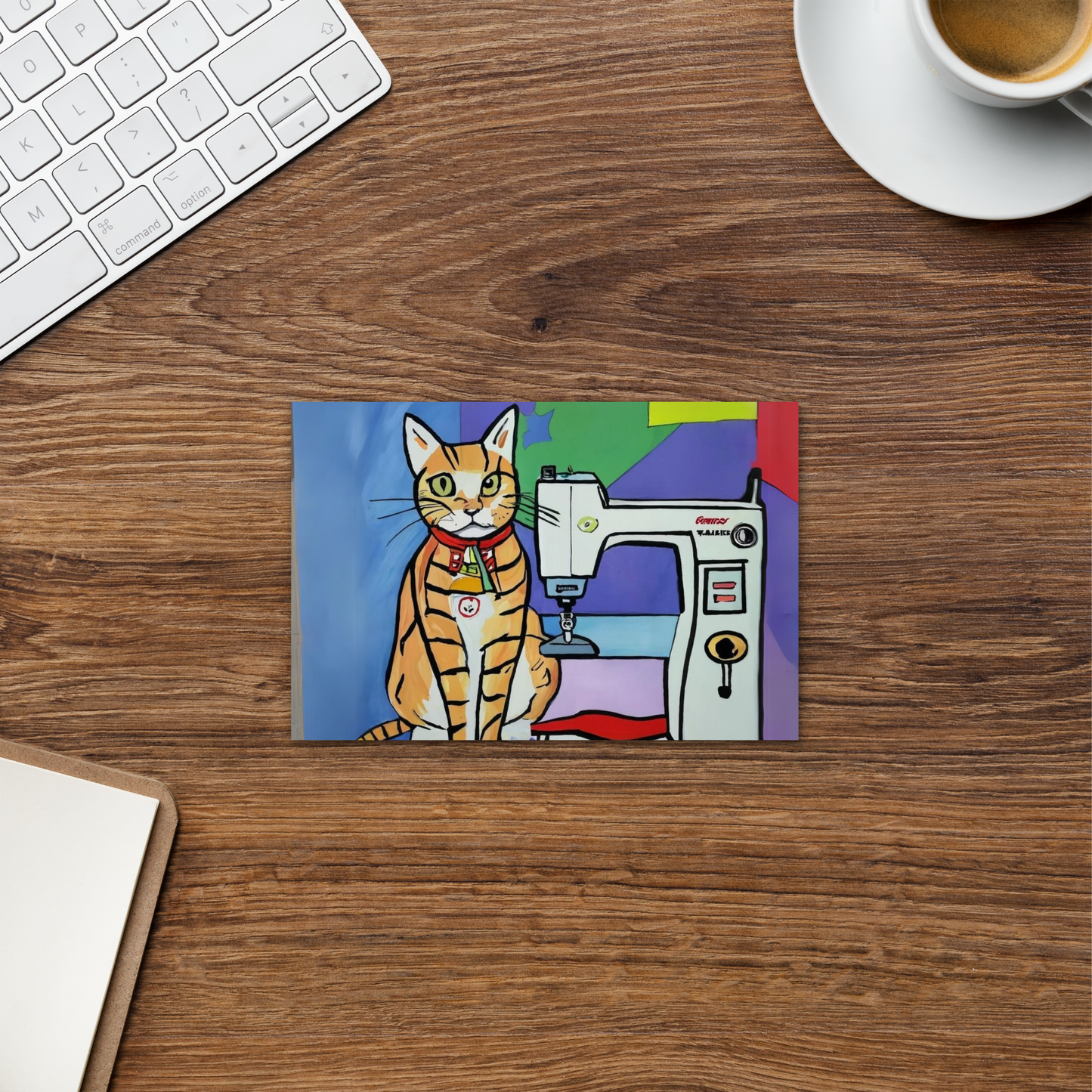 Post Card with "Sewing Cat" design - The Perfect addition to a gift or a thoughtful written note to a friend.