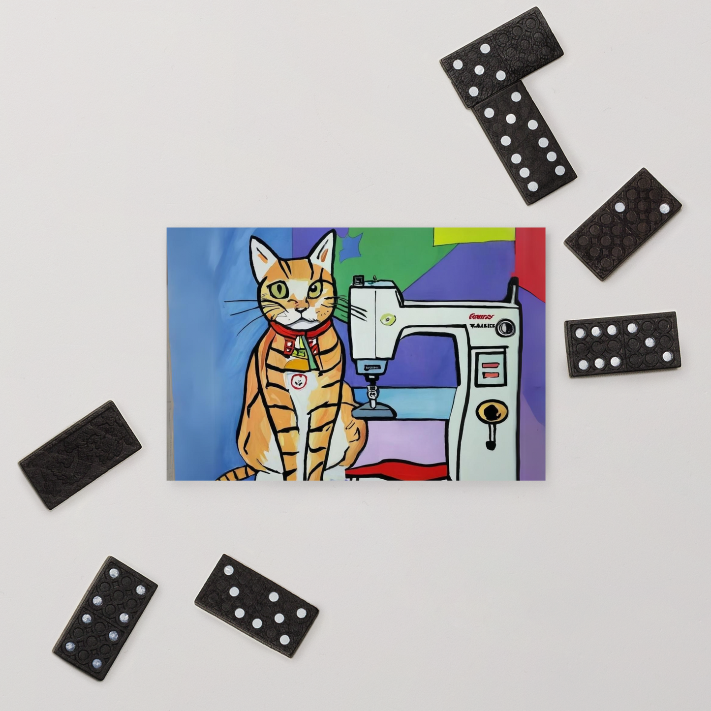 Post Card with "Sewing Cat" design - The Perfect addition to a gift or a thoughtful written note to a friend.