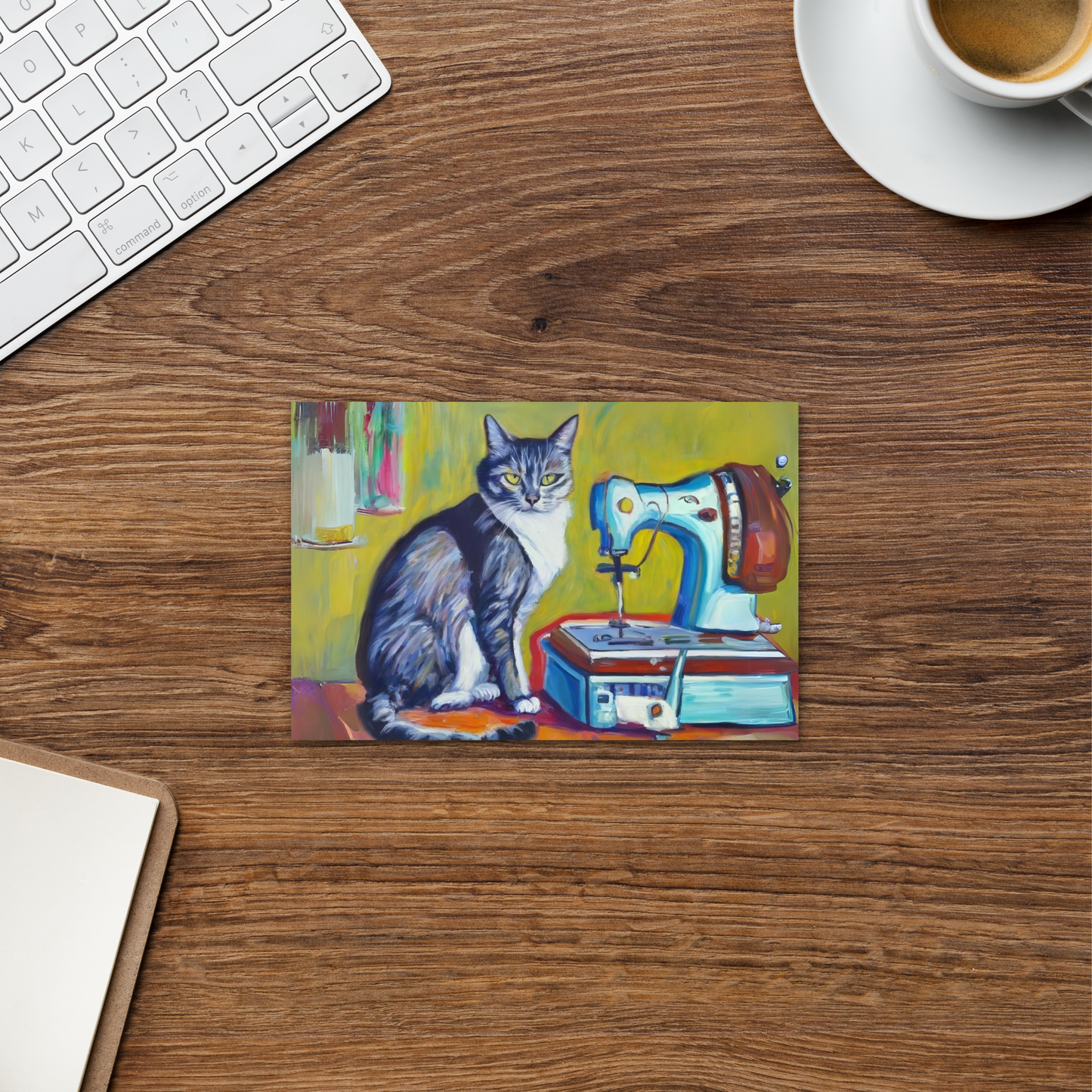 Post Card with "Sewing Cat" design - The Perfect addition to a gift or a thoughtful written note to a friend.