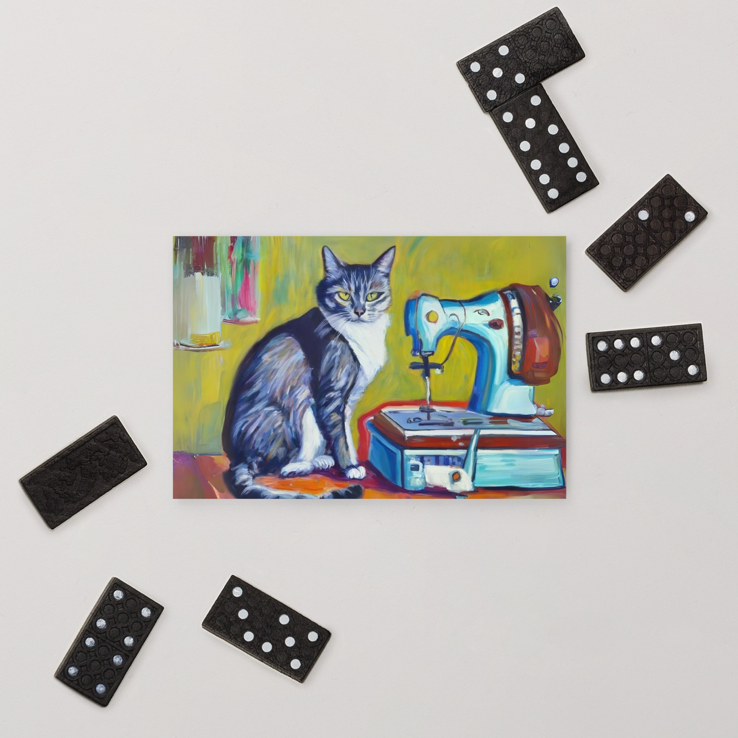 Post Card with "Sewing Cat" design - The Perfect addition to a gift or a thoughtful written note to a friend.