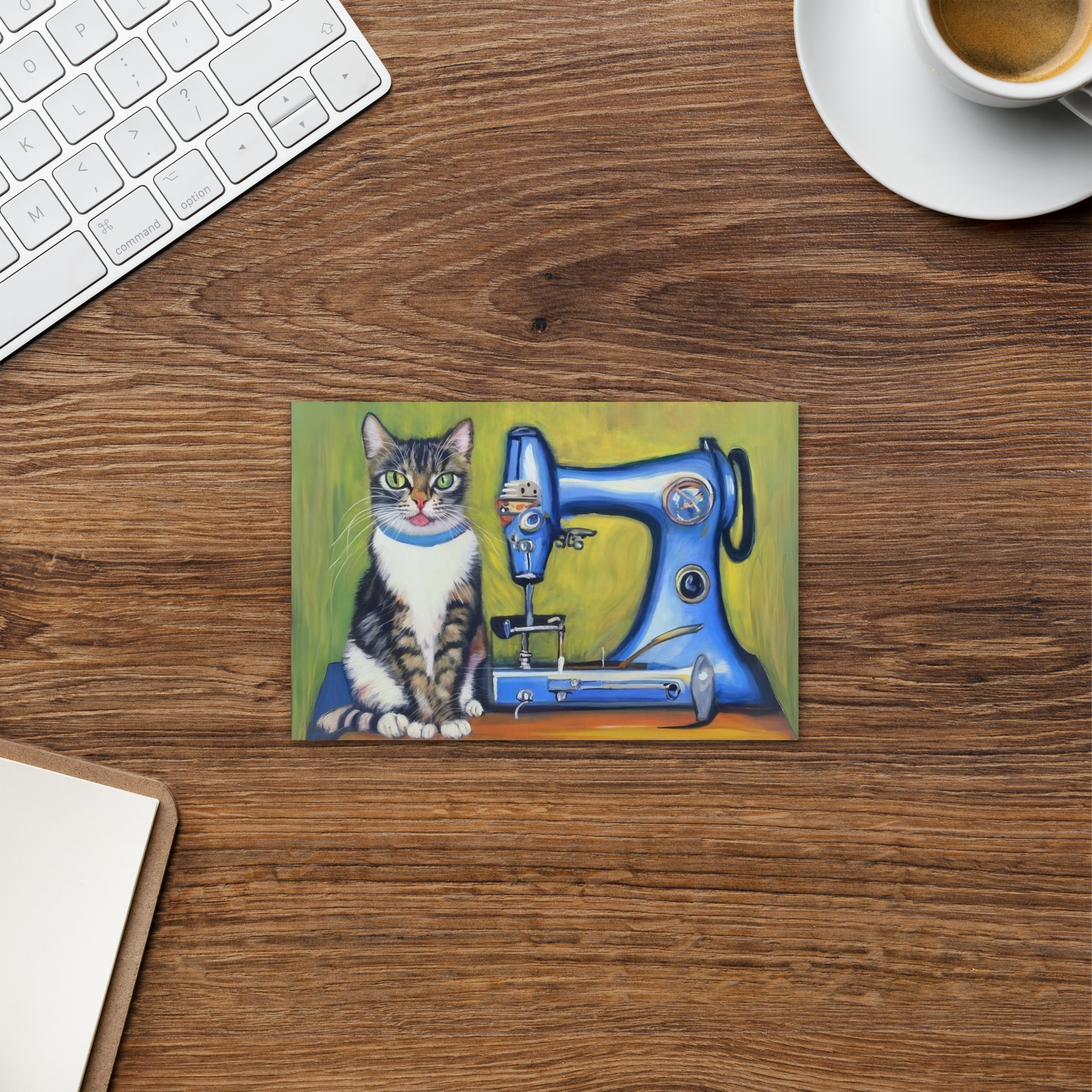 Post Card with "Sewing Cat" design - The Perfect addition to a gift or a thoughtful written note to a friend.