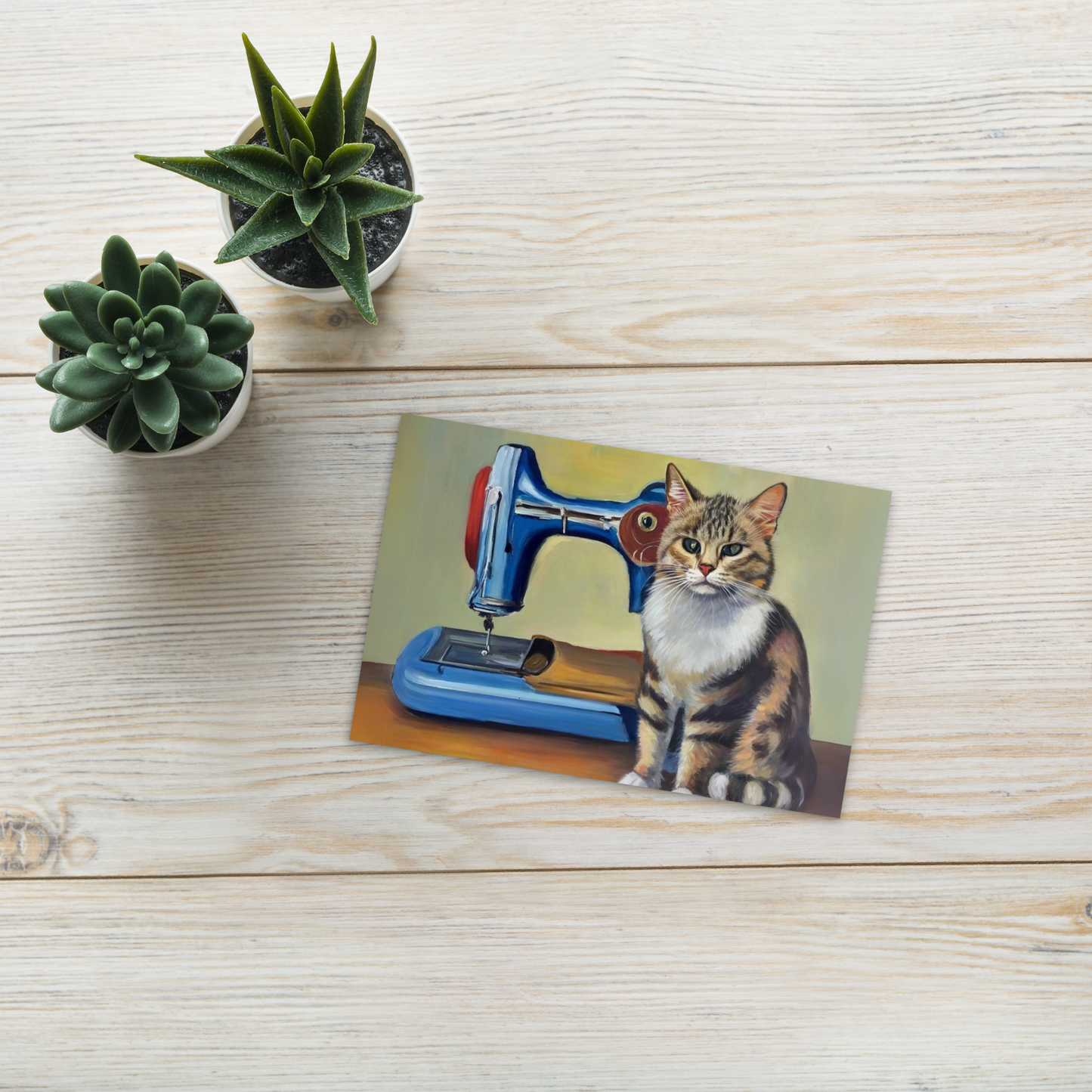 Post Card with "Sewing Cat" design - The Perfect addition to a gift or a thoughtful written note to a friend.