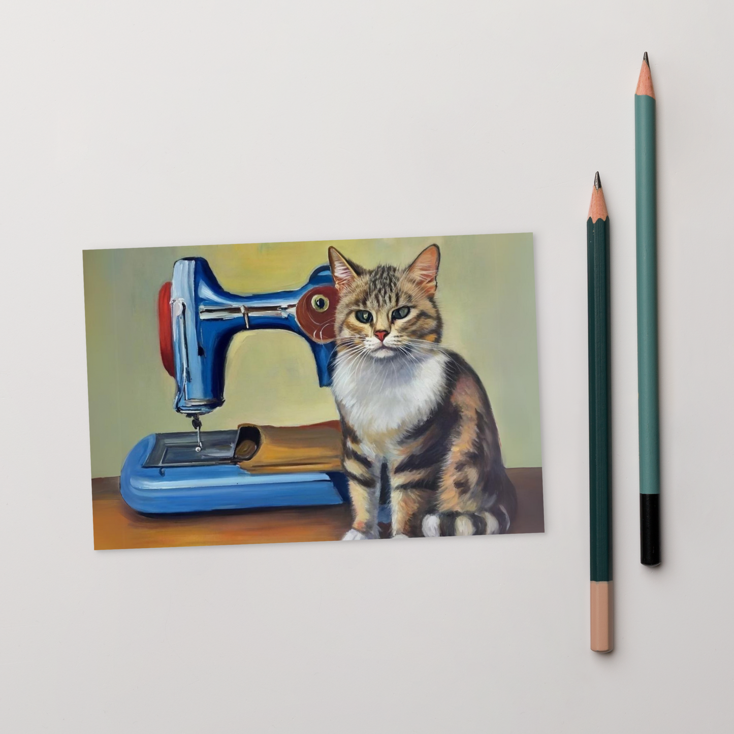 Post Card with "Sewing Cat" design - The Perfect addition to a gift or a thoughtful written note to a friend.