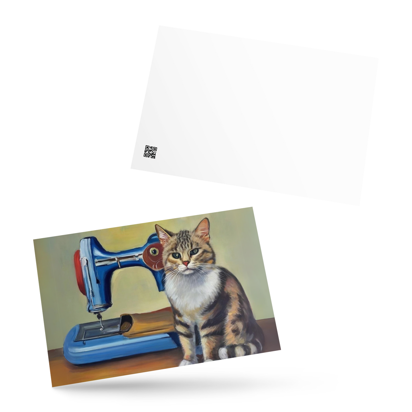 Post Card with "Sewing Cat" design - The Perfect addition to a gift or a thoughtful written note to a friend.