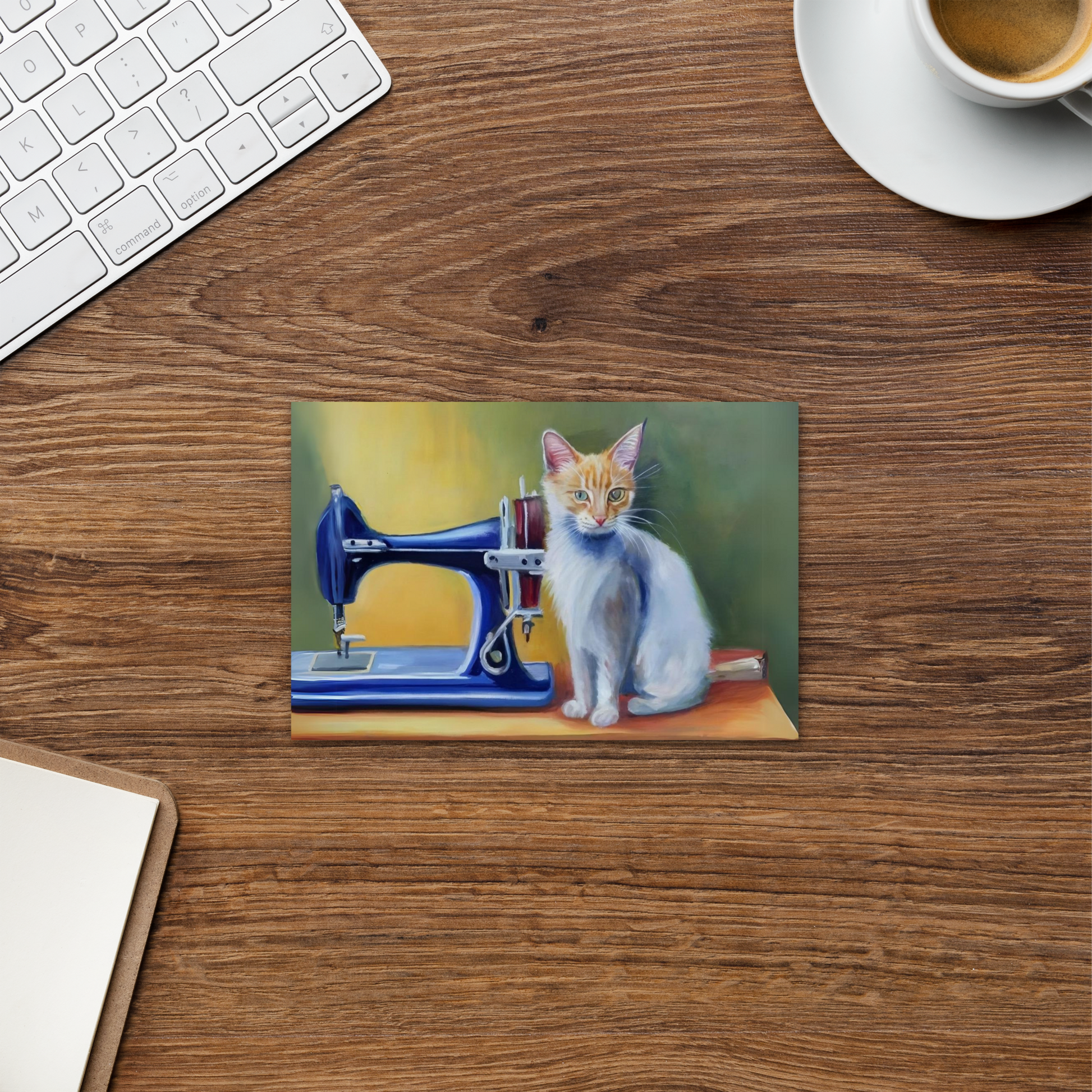 Post Card with "Sewing Cat" design - The Perfect addition to a gift or a thoughtful written note to a friend.