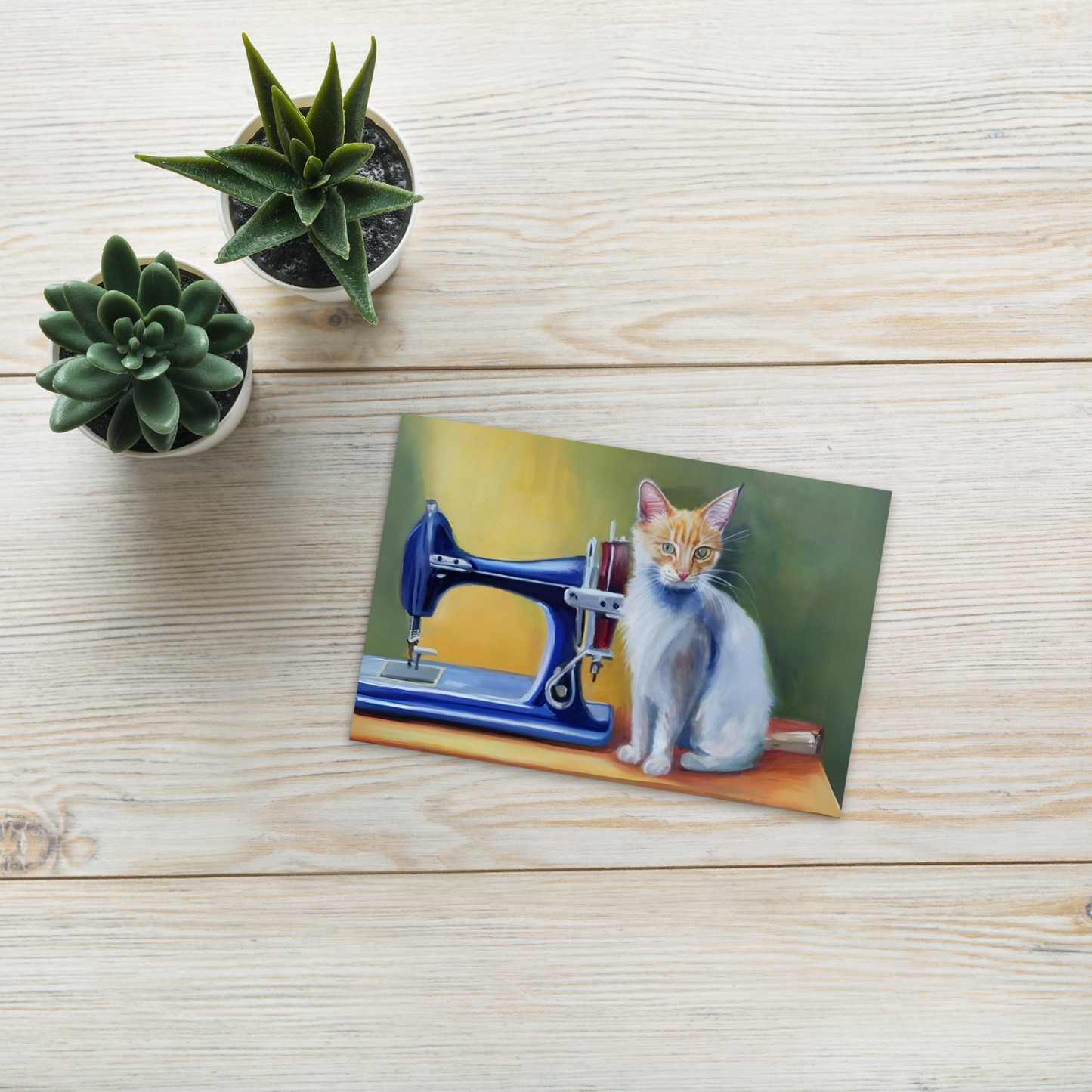 Post Card with "Sewing Cat" design - The Perfect addition to a gift or a thoughtful written note to a friend.