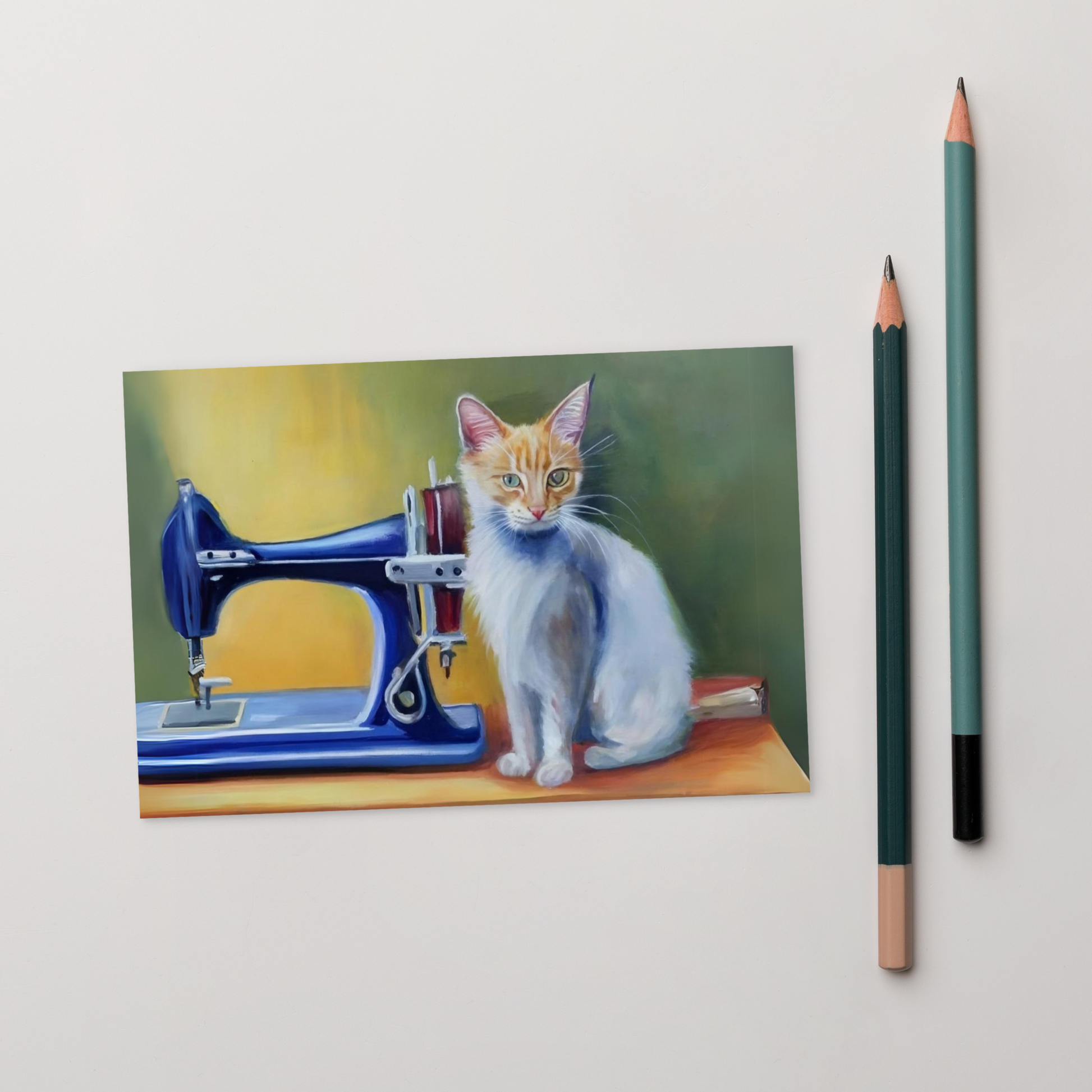 Post Card with "Sewing Cat" design - The Perfect addition to a gift or a thoughtful written note to a friend.