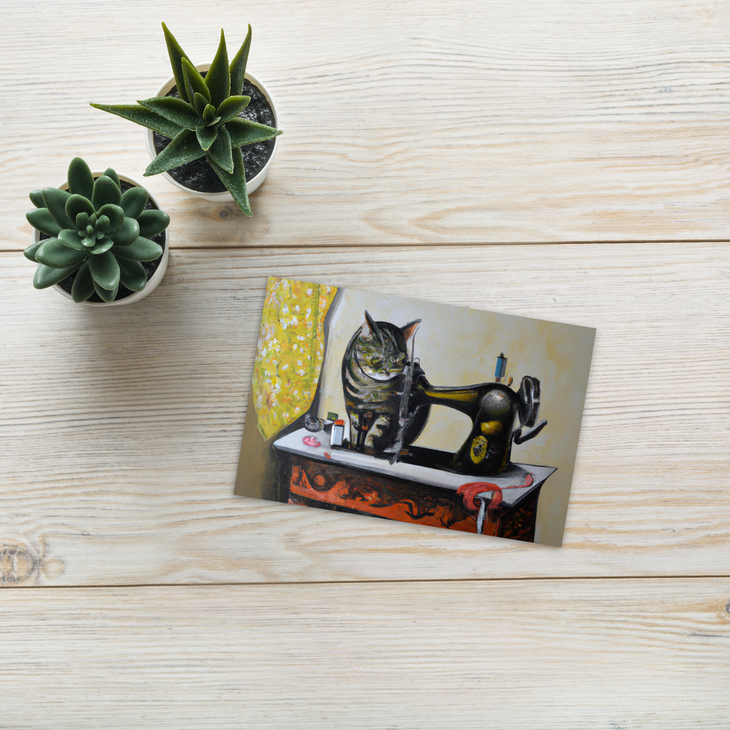 Post Card with "Sewing Cat" design - The Perfect addition to a gift or a thoughtful written note to a friend.