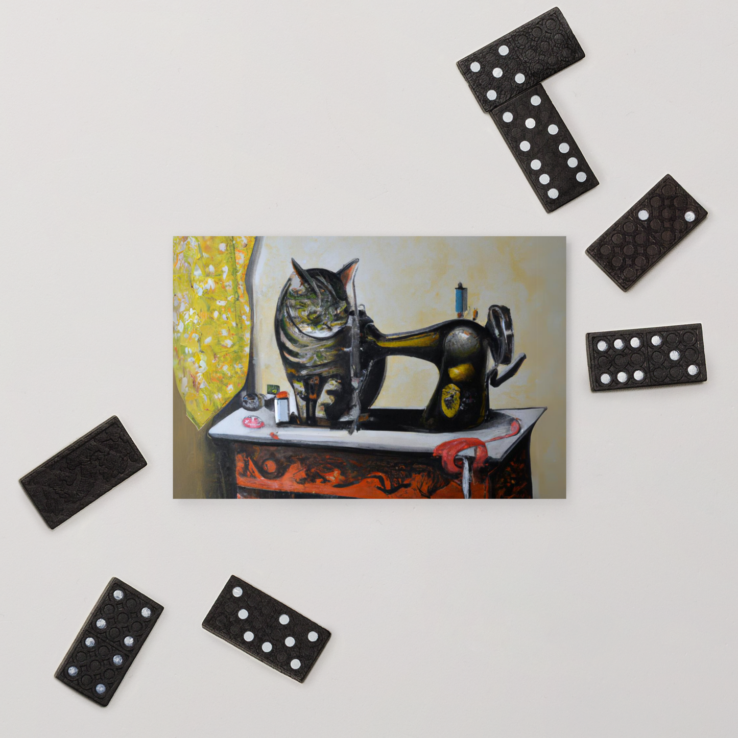 Post Card with "Sewing Cat" design - The Perfect addition to a gift or a thoughtful written note to a friend.