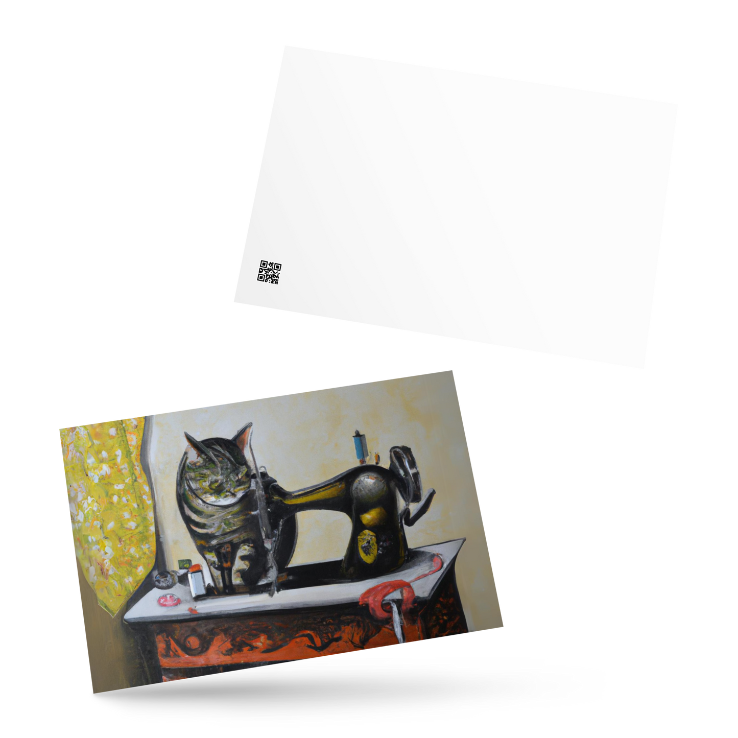 Post Card with "Sewing Cat" design - The Perfect addition to a gift or a thoughtful written note to a friend.