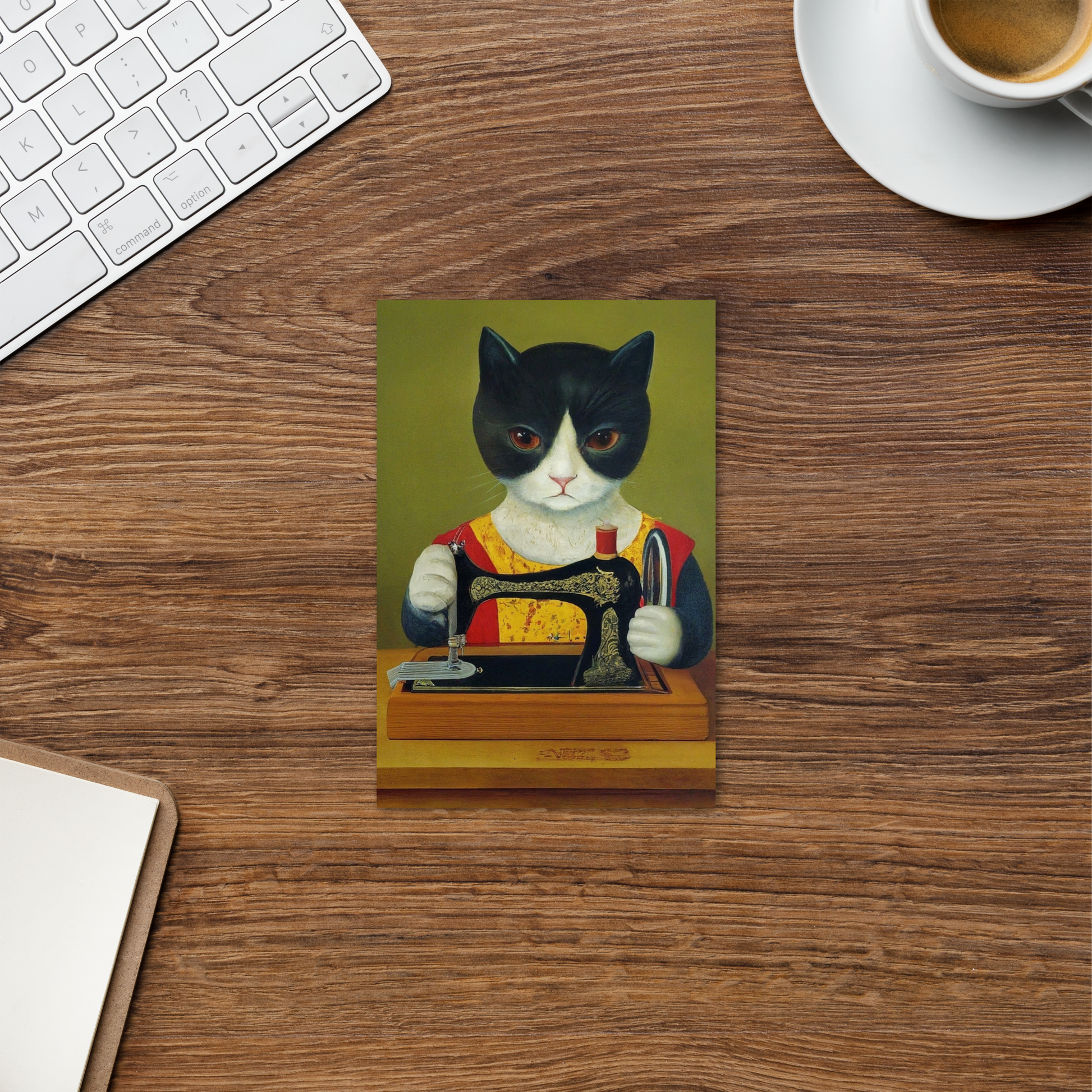 Post Card with "Sewing Cat" design - The Perfect gift for people who love to sew