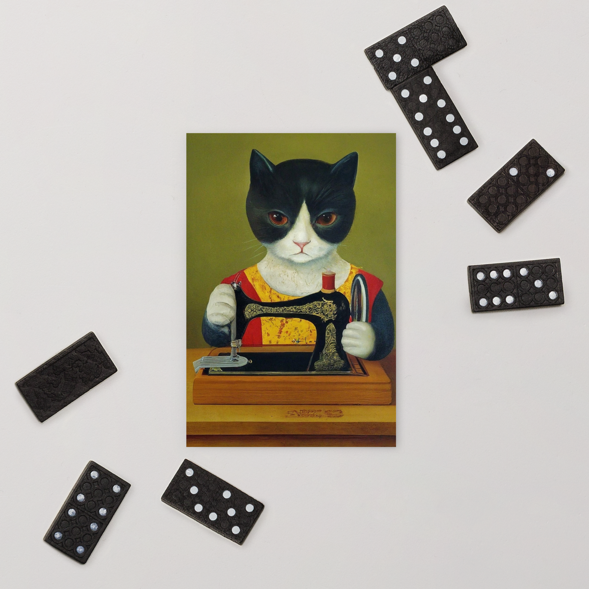 Post Card with "Sewing Cat" design - The Perfect gift for people who love to sew