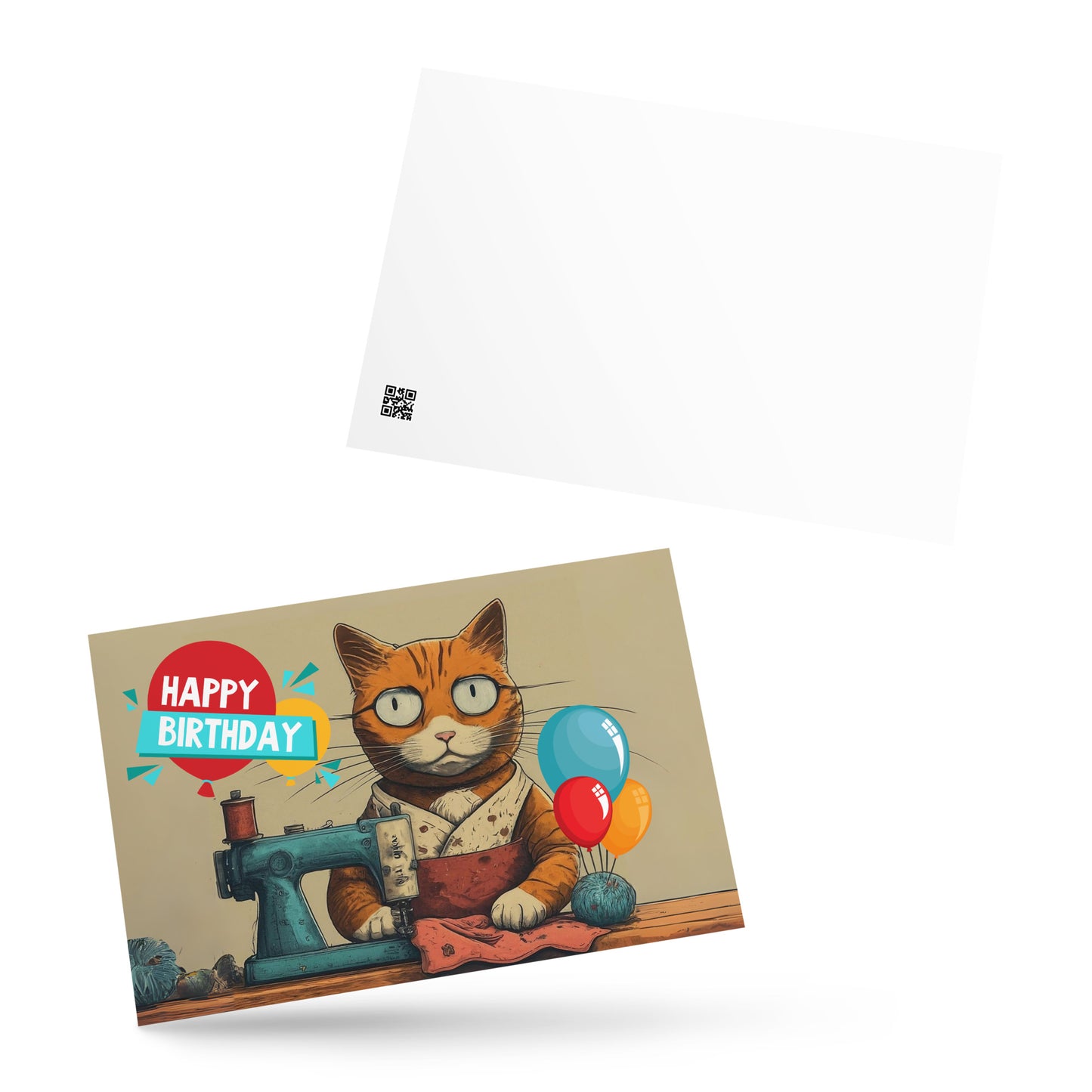 Happy Birthday Seamstress Cat Note Card