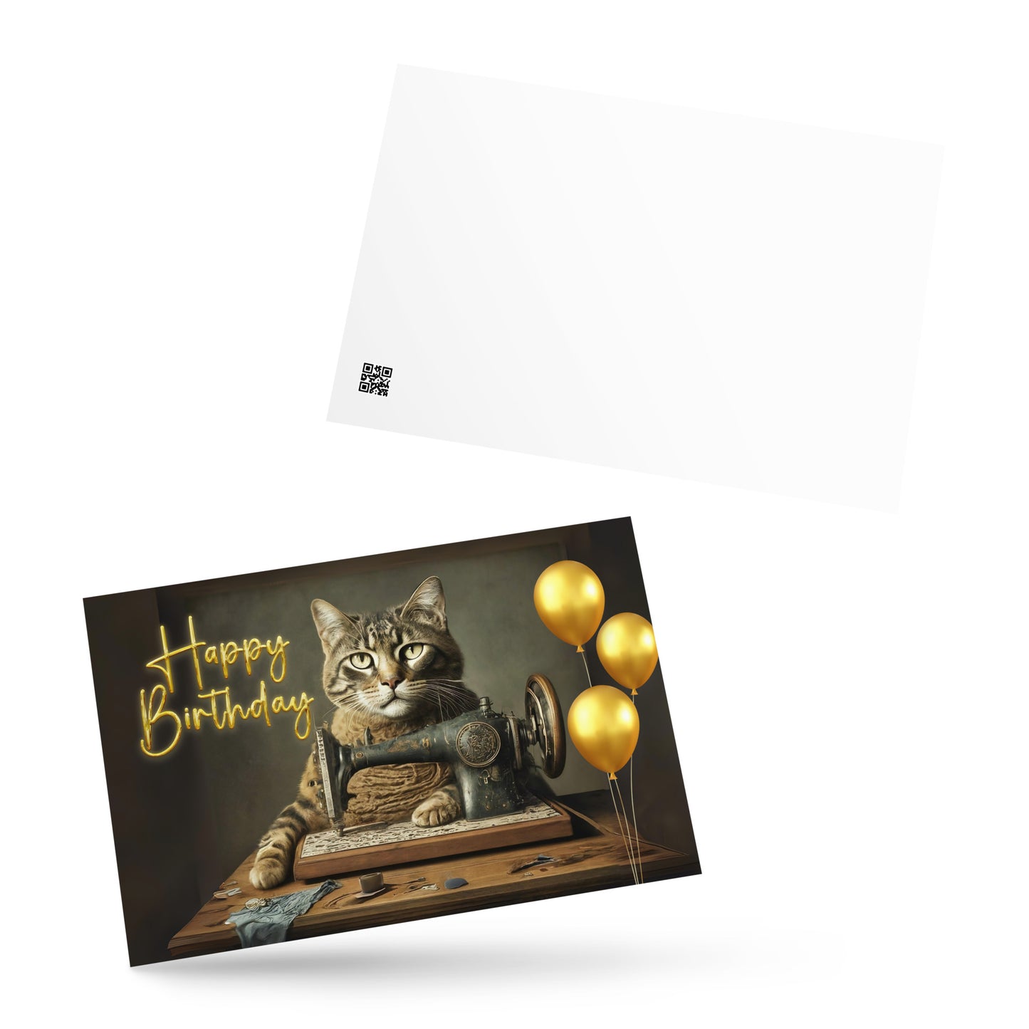 Happy Birthday Sewing Bro Gold Note Card