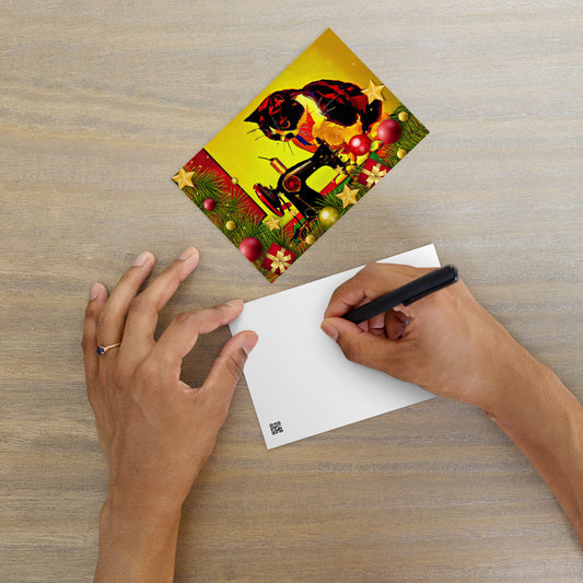 Christmas Note Card Pop Art Sewing Cat