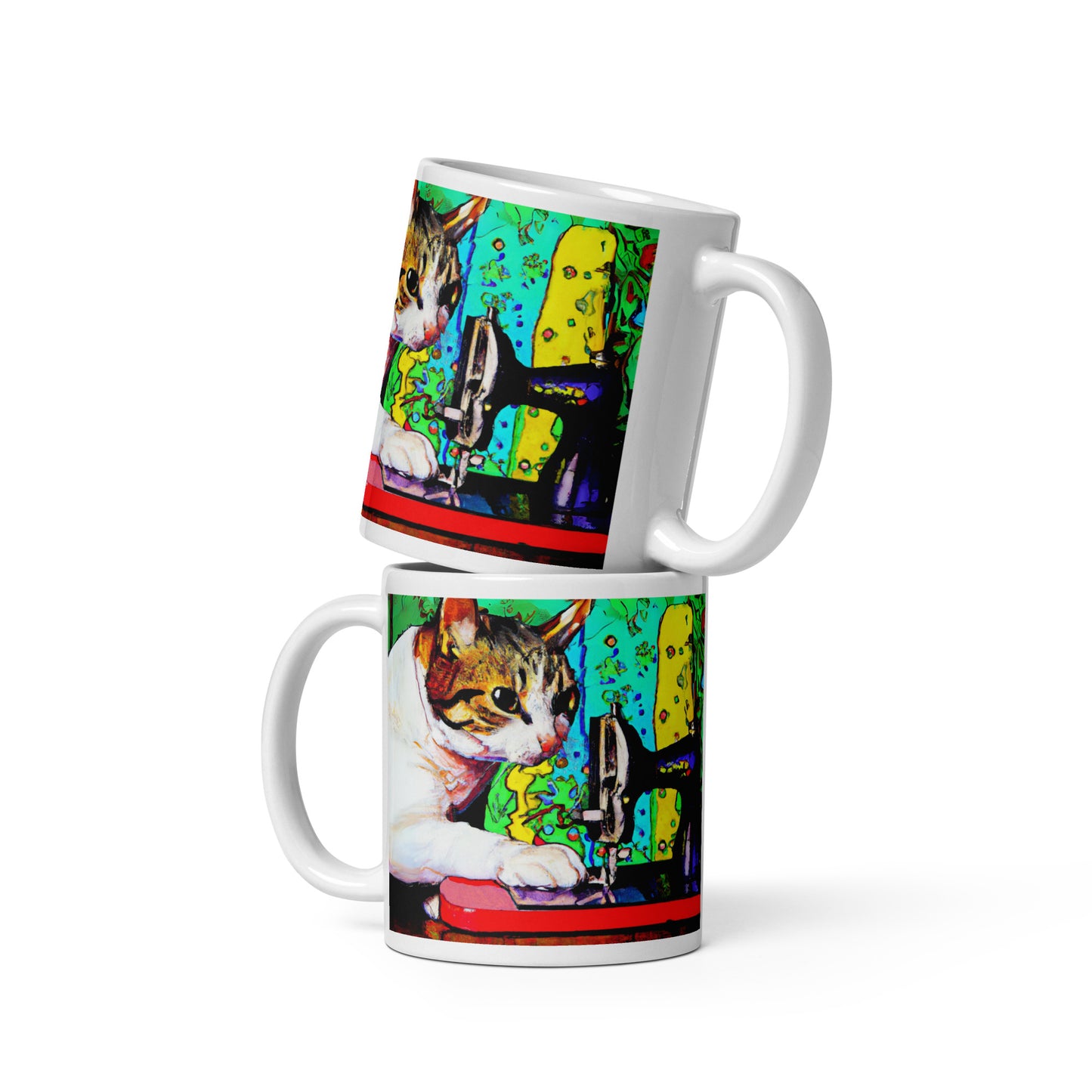 Sewing Cat 22 Graphic Glossy Mug