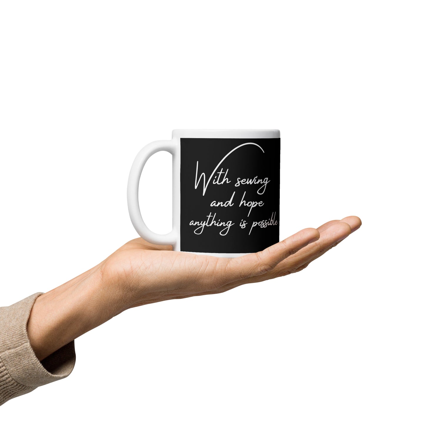 Sewing And Hope Design Black Mug