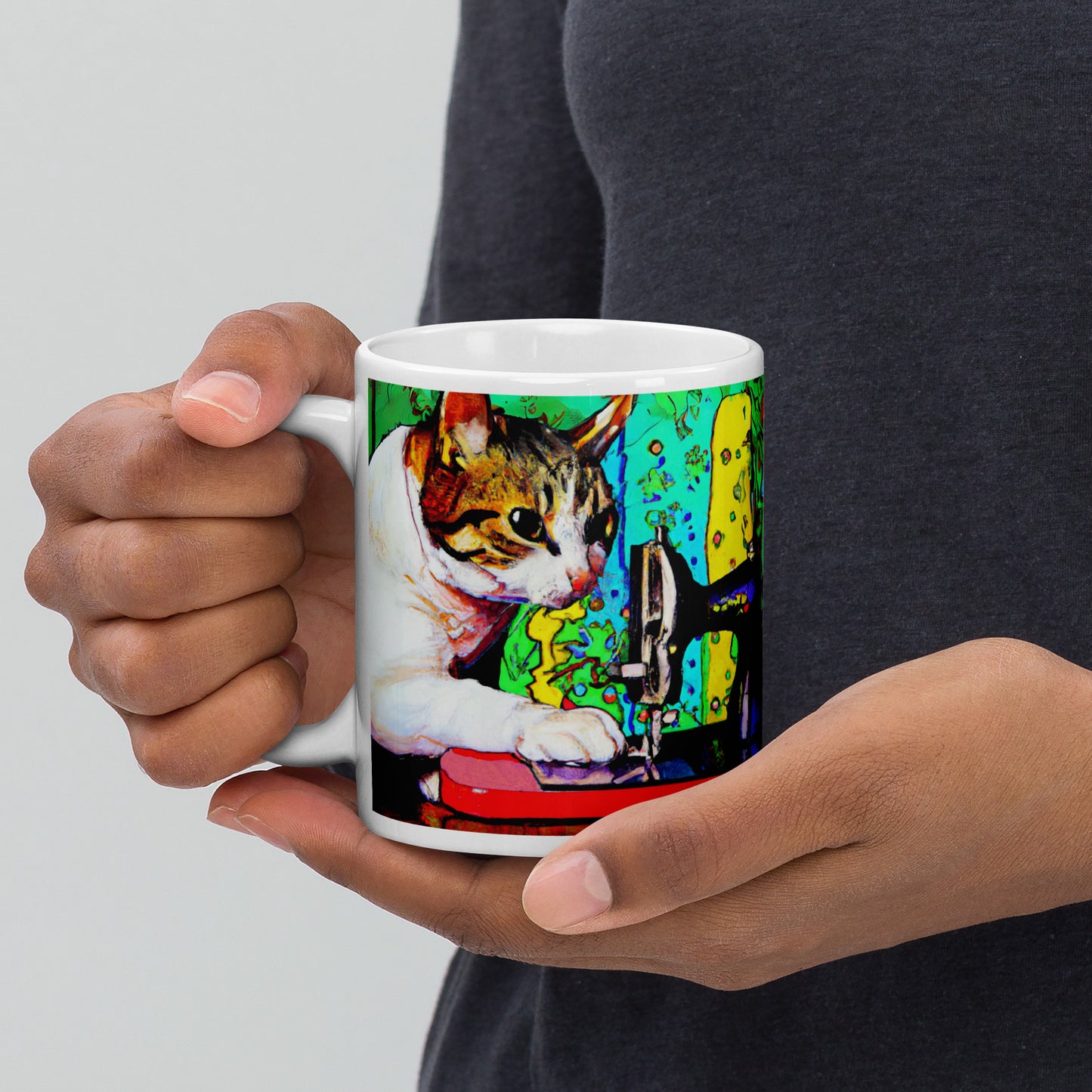 Sewing Cat 22 Graphic Glossy Mug