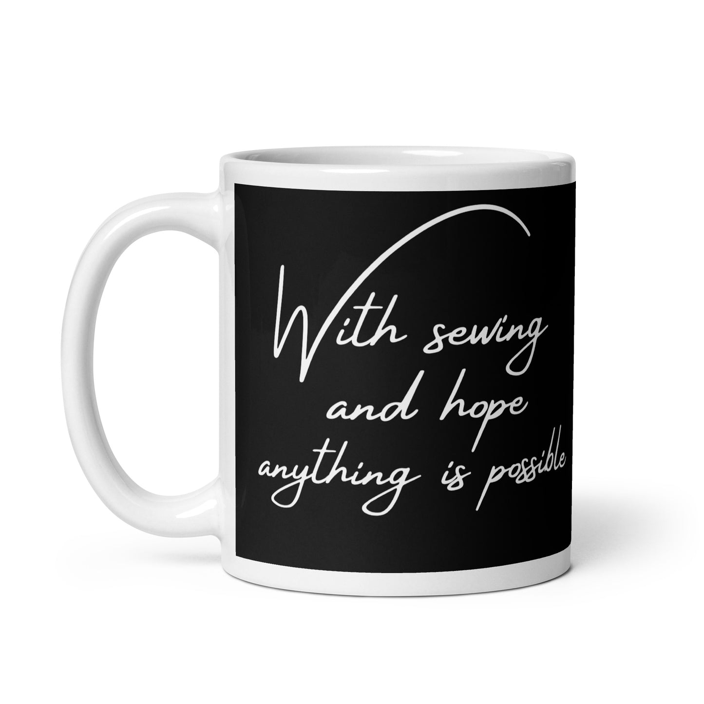 Sewing And Hope Design Black Mug